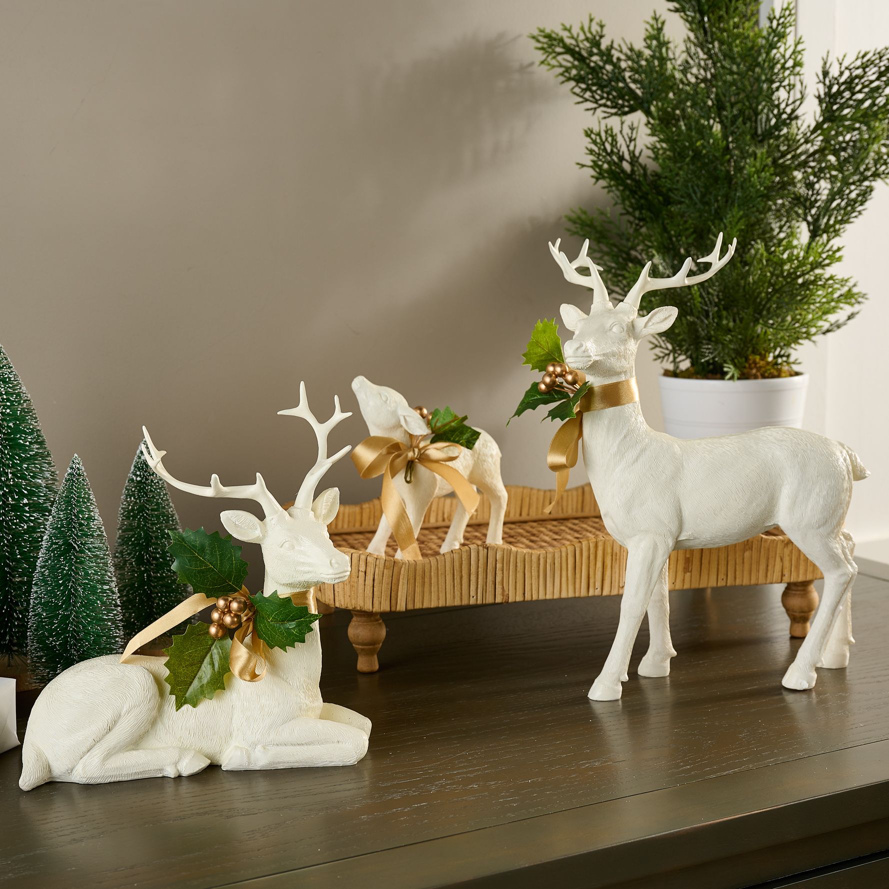 "As Is" Set of 3 Festive Tabletop Reindeer by Kim Gravel