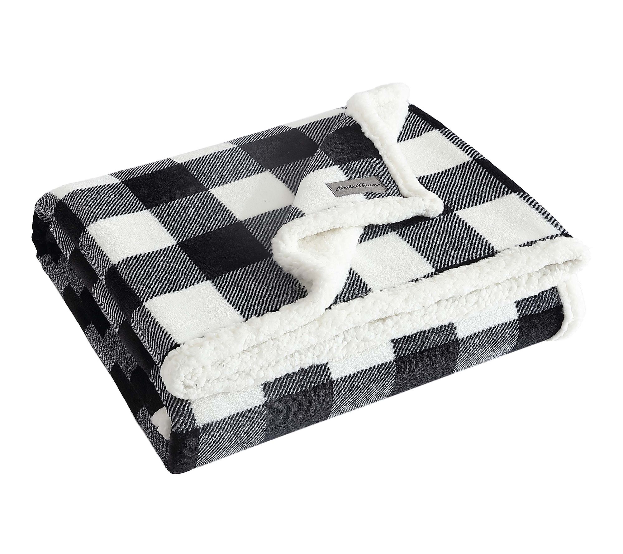 Eddie Bauer Cabin Plaid Black Cotton 50"X60" Throw