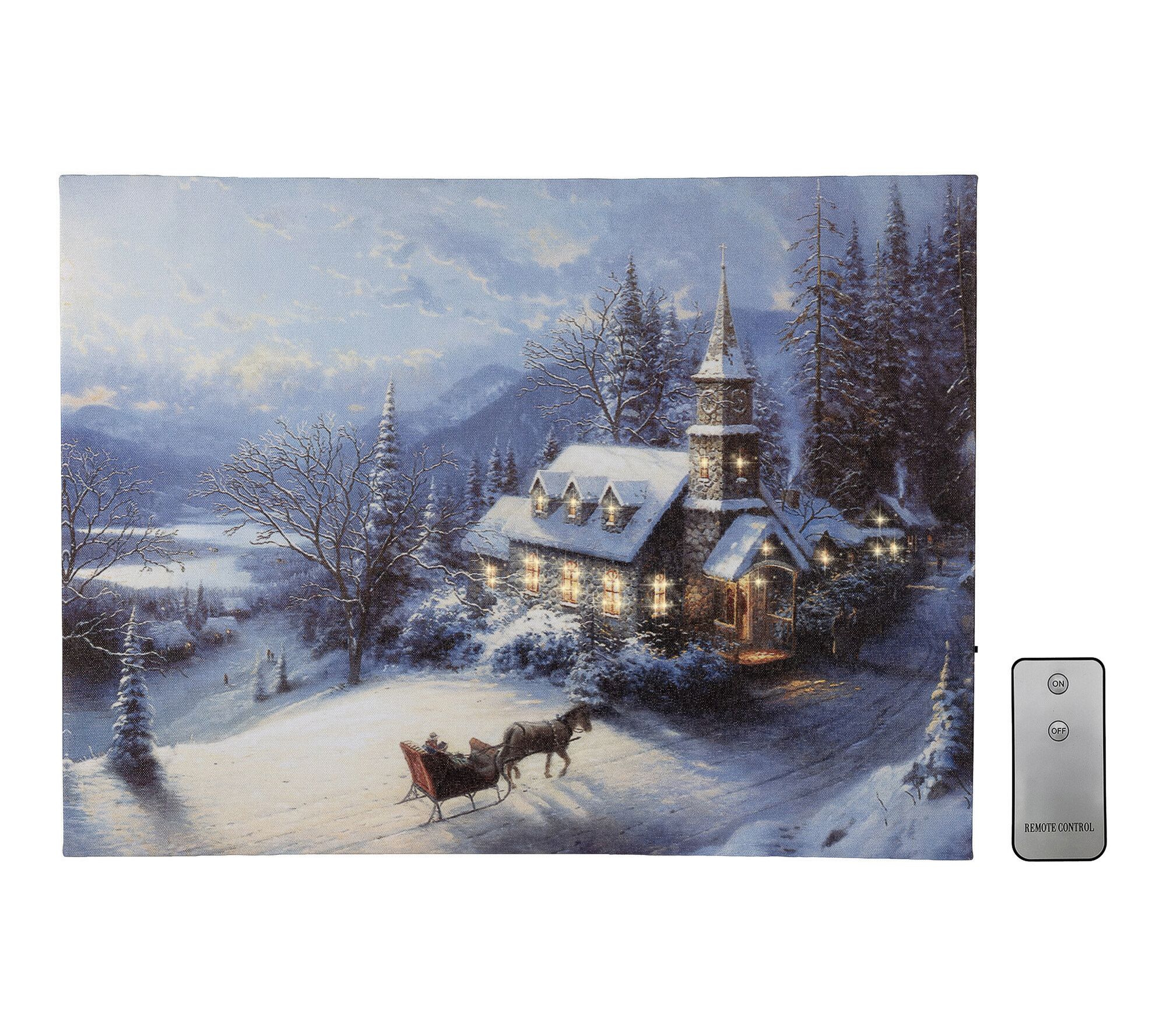 LumaBase Battery Operated Lighted Wall Art- Winter Sleigh Ride
