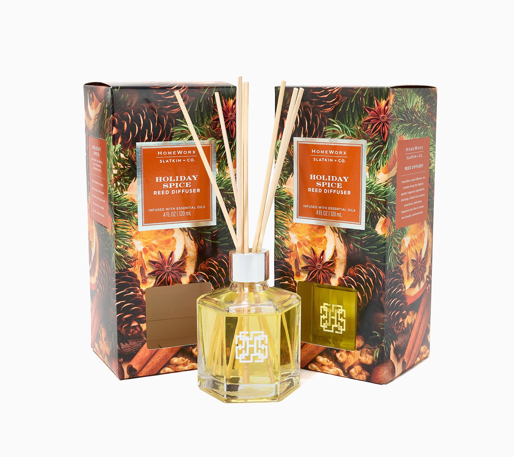 HomeWorx by Slatkin + Co. S/2 Holiday Spice Reed Diffusers