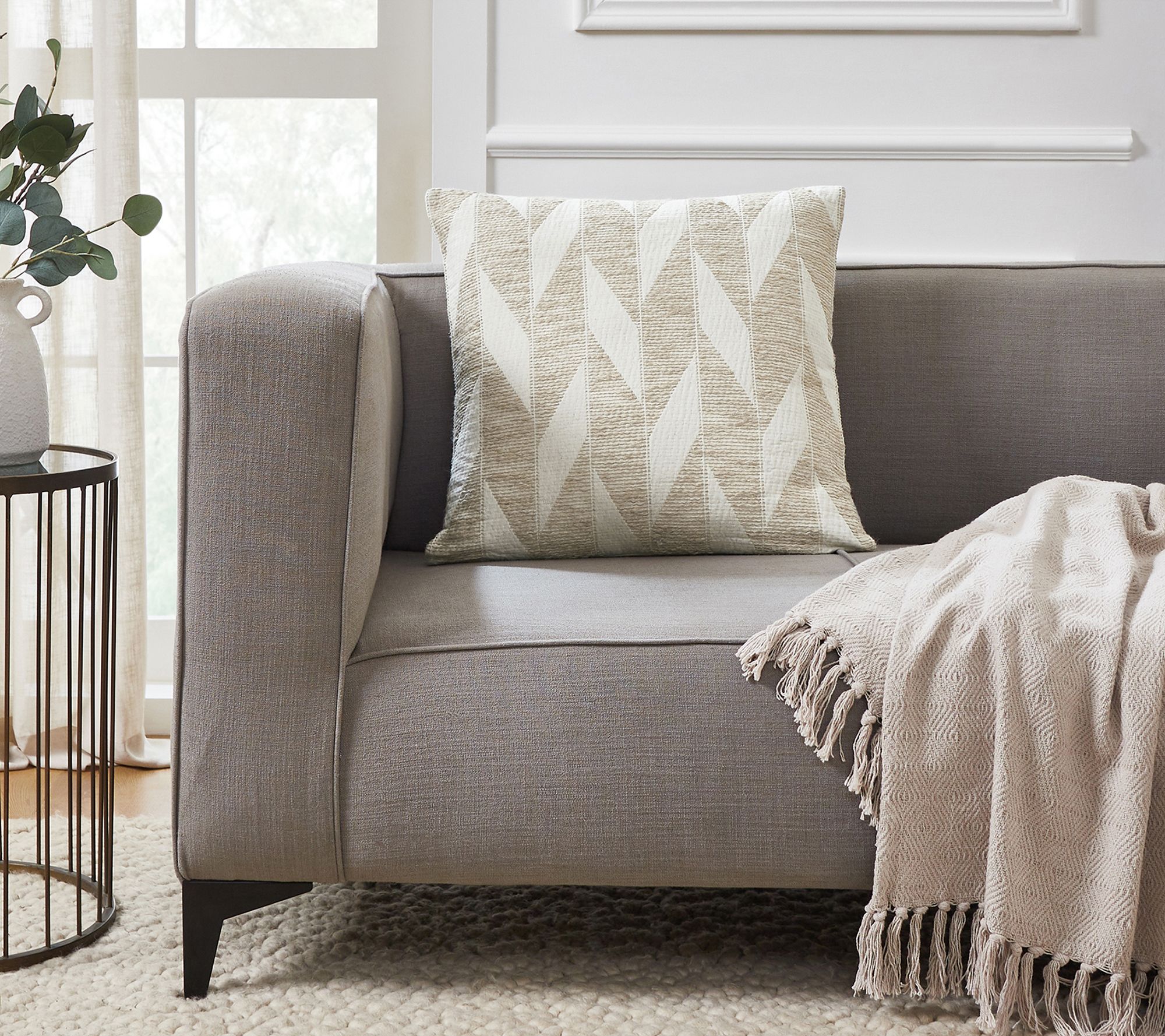 Tahari Home Amelia Diagonal Taupe Decorative Pillow, 20" x 20"