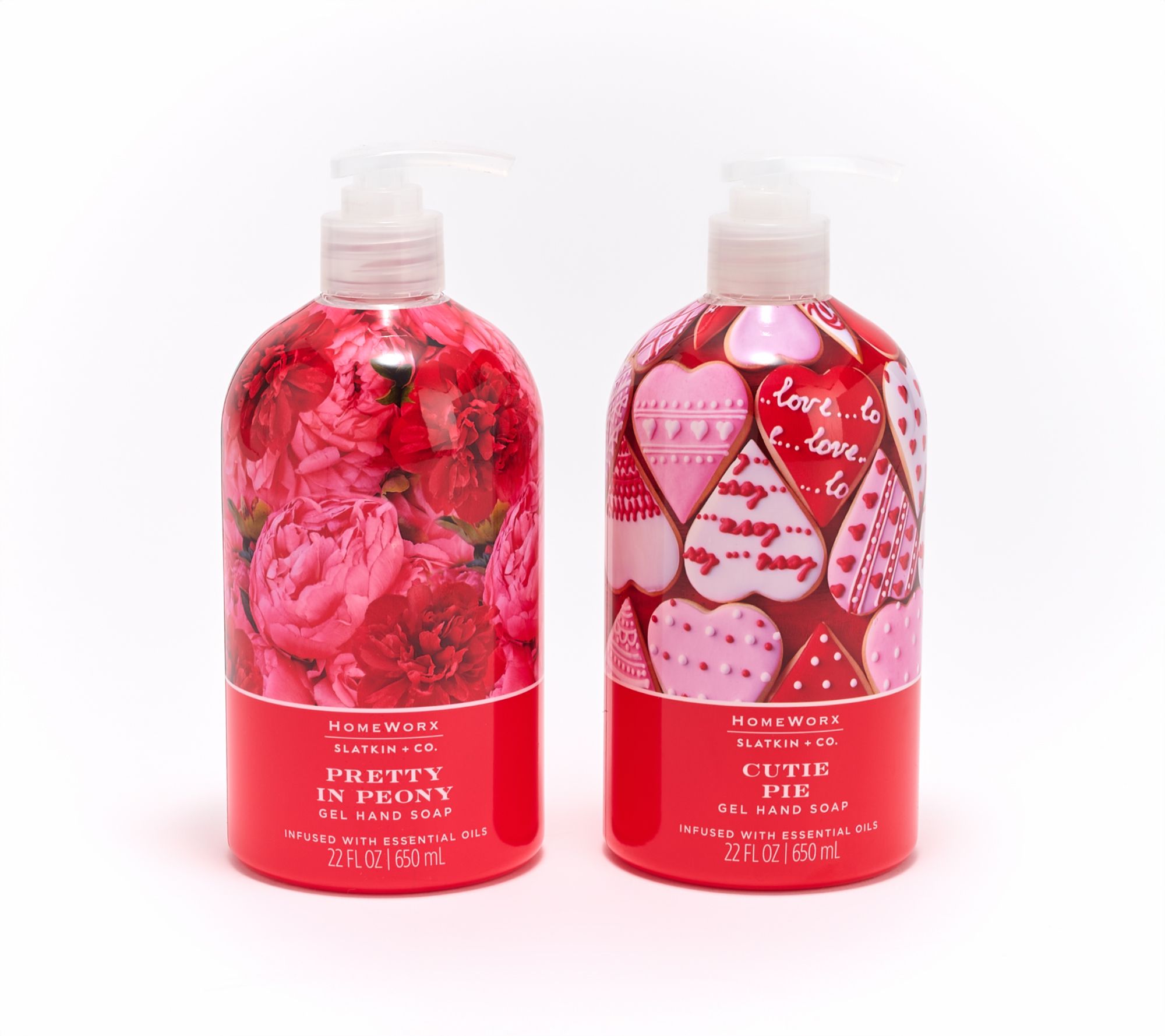 HomeWorx by Slatkin + Co. S/2 22oz Pie & Peonies Gel Hand Soaps
