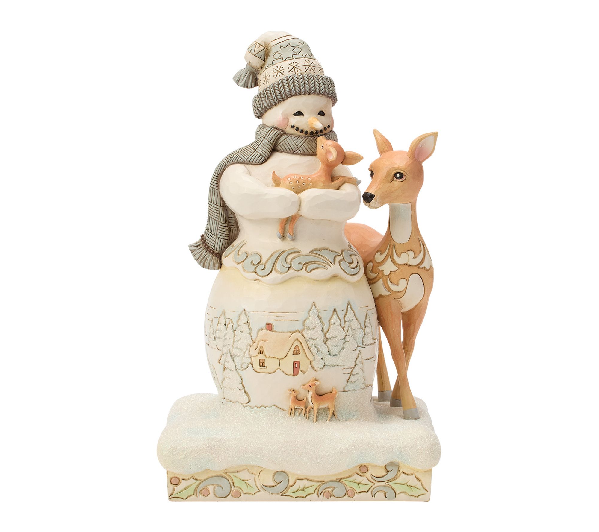 Jim Shore Woodland Snowman Holding a Fawn Figurine