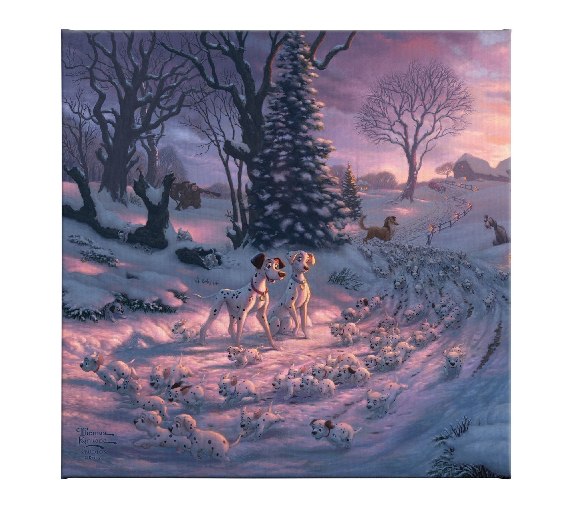Thomas Kinkade Dalmatians on the Run - 14" x 14" Gallery Wrap