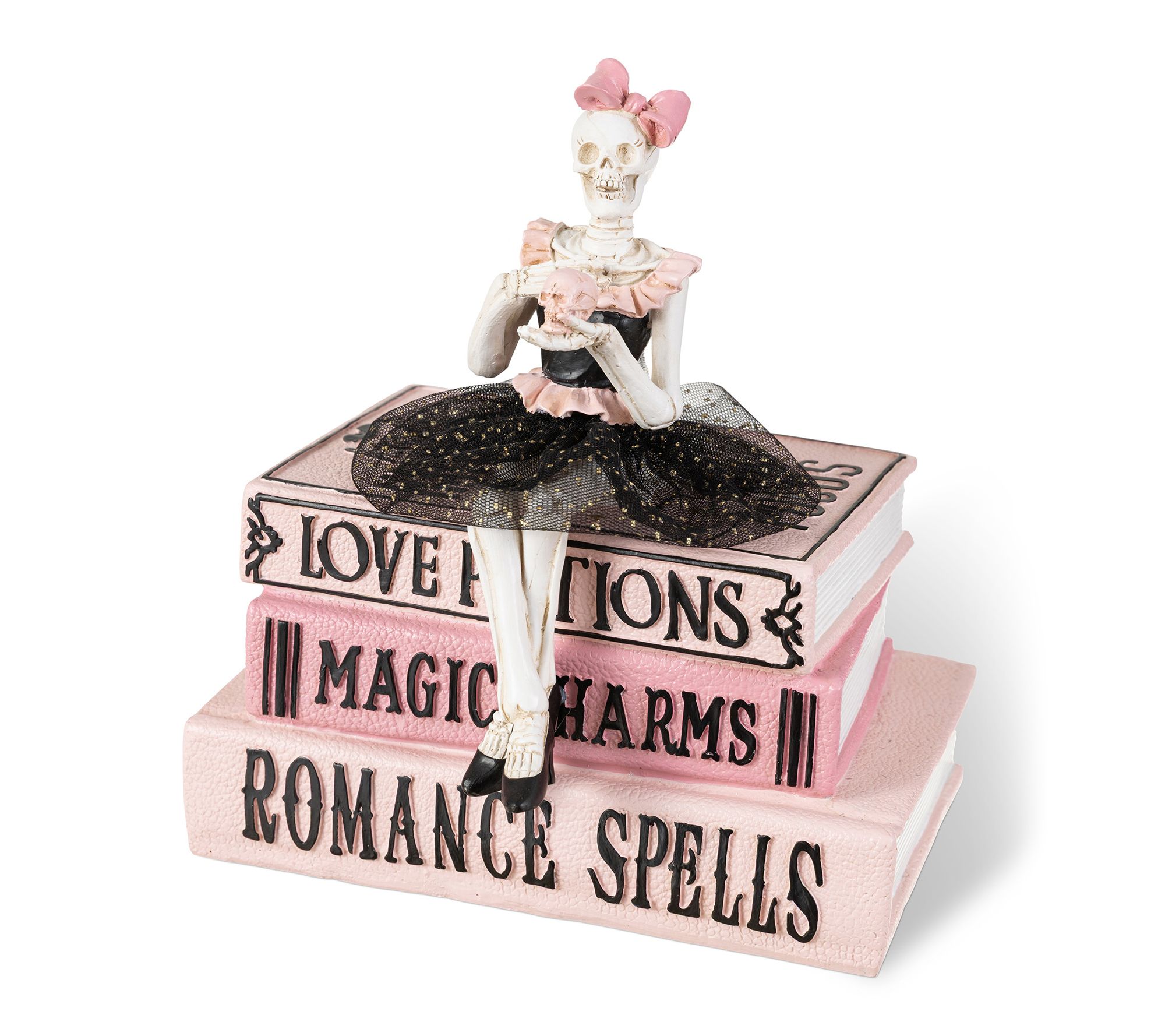 Glitzhome Halloween Skeleton Ballerina on Books Table