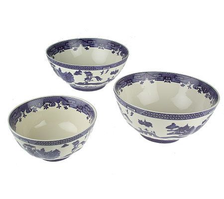 Royal Tradition Blue Willow 3pc Stoneware Serving Bowl Set - Page 1 ...