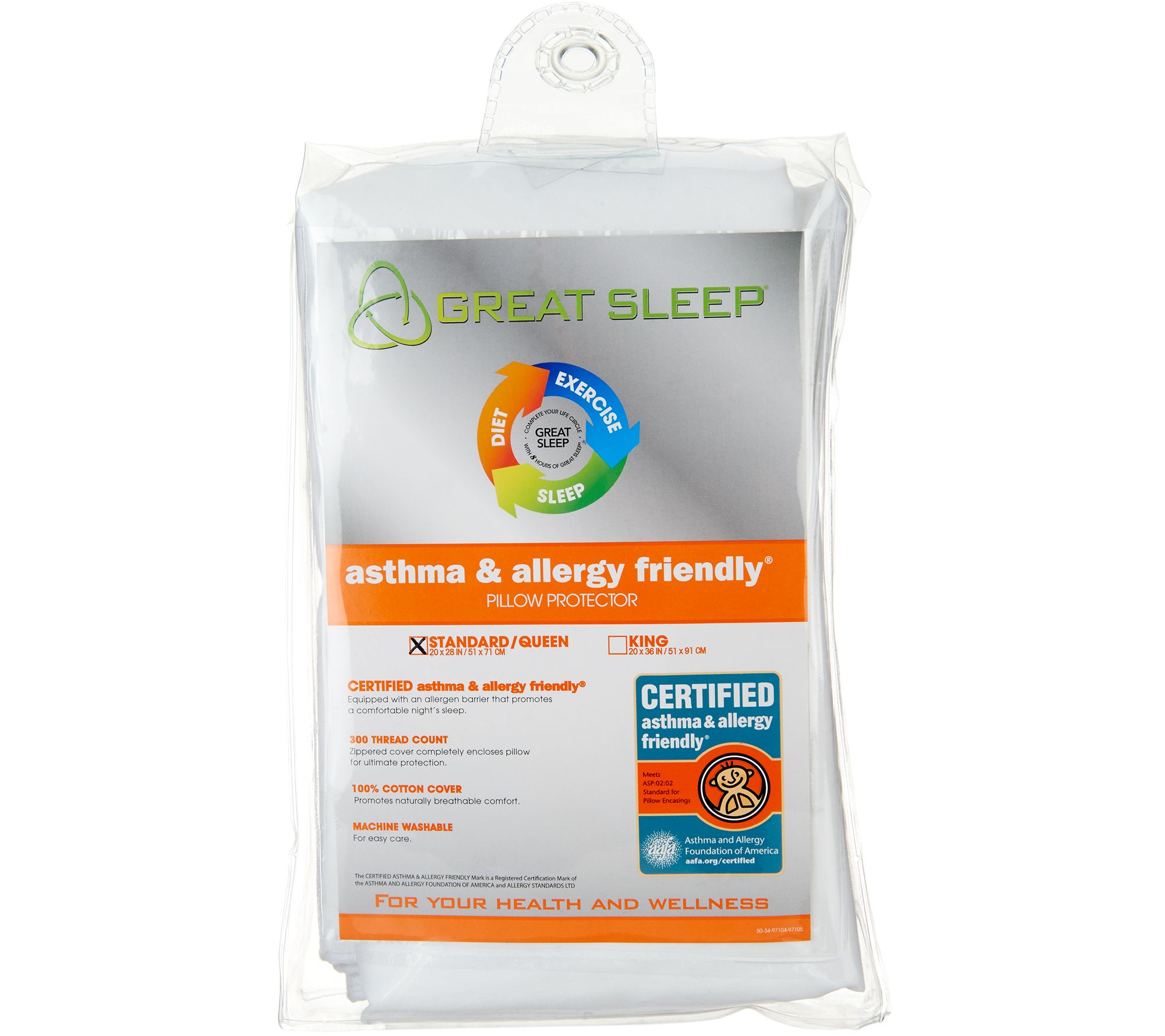 Great Sleep Set of 2 Jumbo Pillow Protectors with Allergy Barrier