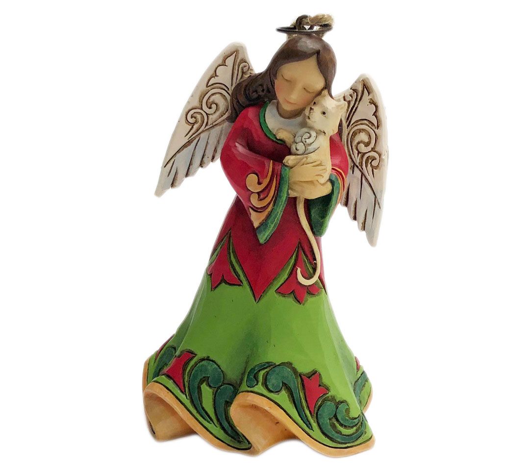 Jim Shore Heartwood Creek Angel with Cat Ornament - QVC.com