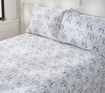 "As Is" Home Reflections Queen Printed Watercolor Coverlet Set - H223915