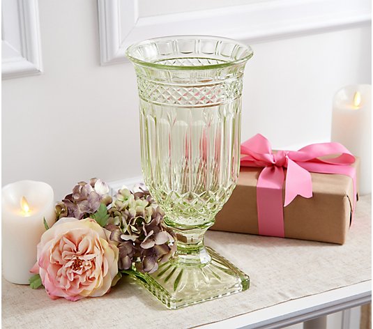 House No.9 by Home Love 12.75" Vintage Inspired Glass Embossed Vase