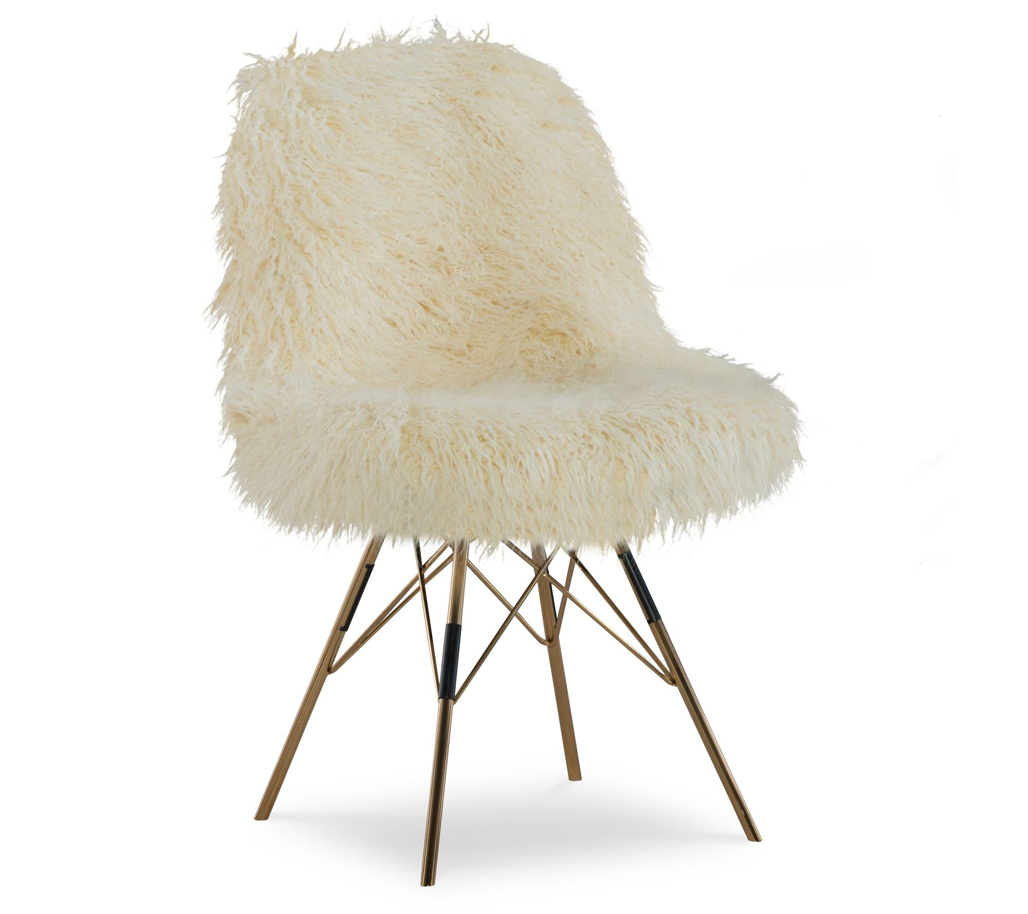 Linon Home Riley Faux Fur Comfy Armless Home Office Chair