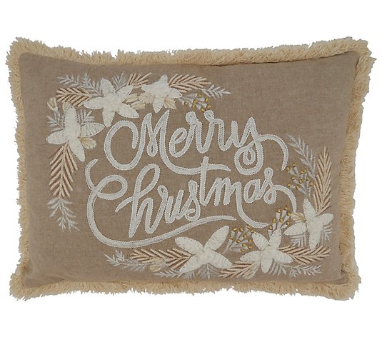 Merry Christmas Design Down Filled Throw Pillow