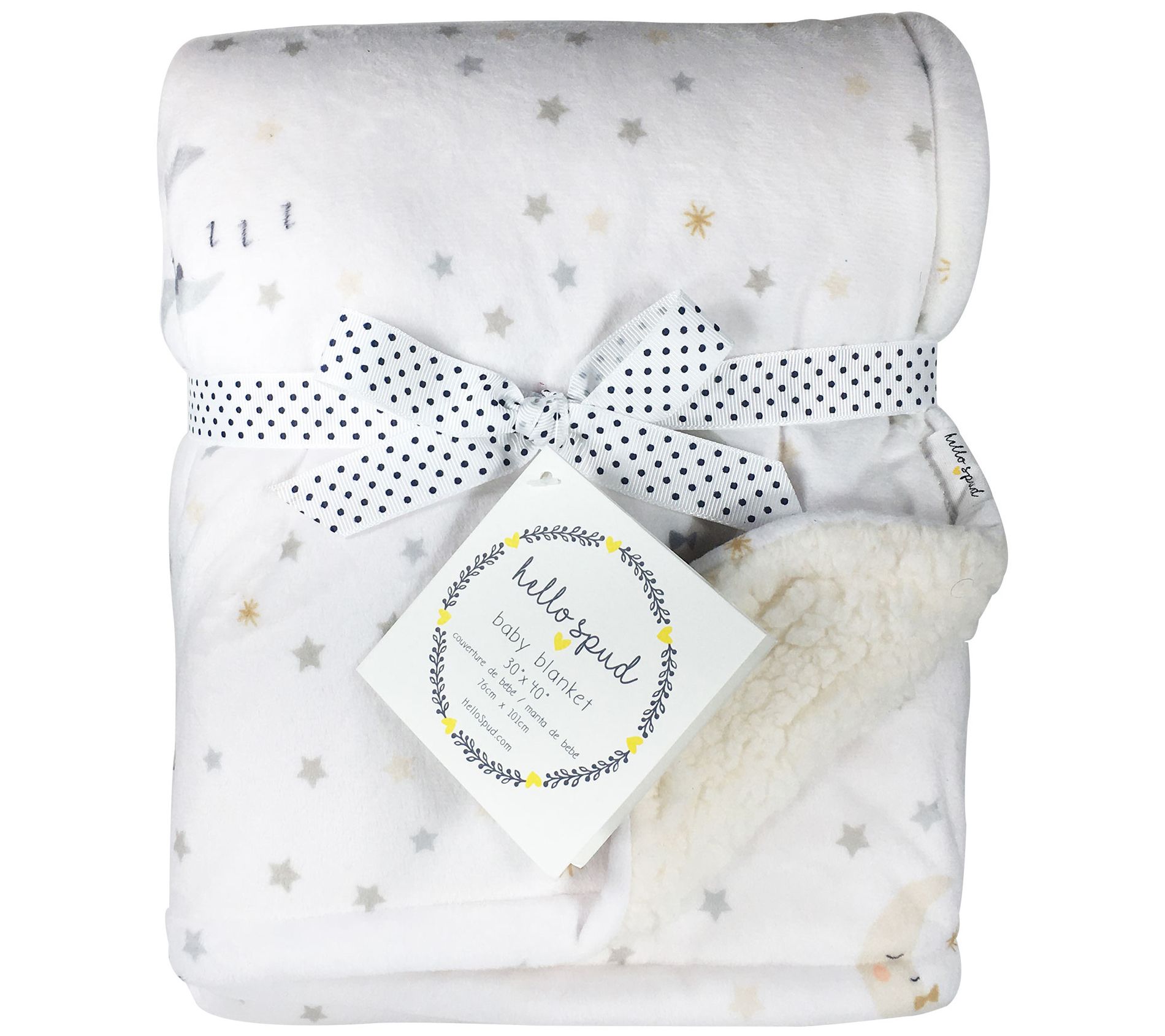 Hello Spud Gray Man on Moon Plush Blanket
