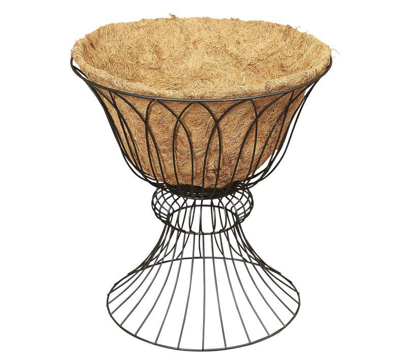 16.5"H Black Wire Planter Stand w/ Coco Liner by Gerson Co.