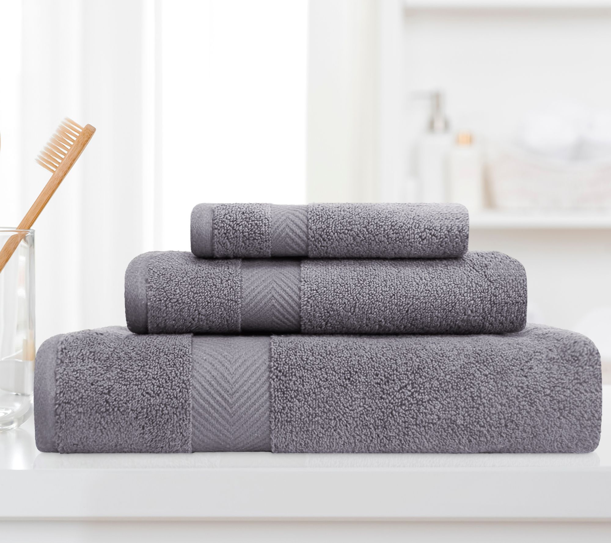 Superior Cotton 3-Piece Solid Zero-Twist Absorbent Towel Set