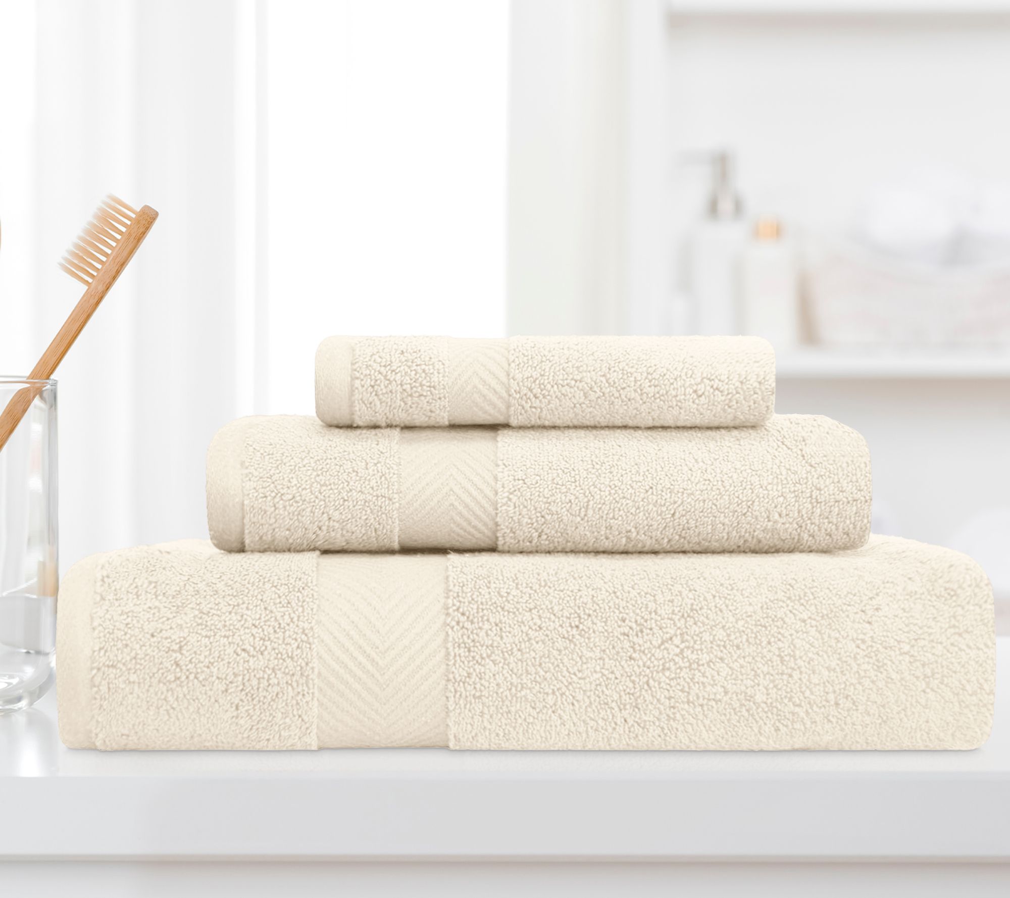 Superior Cotton 3-Piece Solid Zero-Twist Absorbent Towel Set
