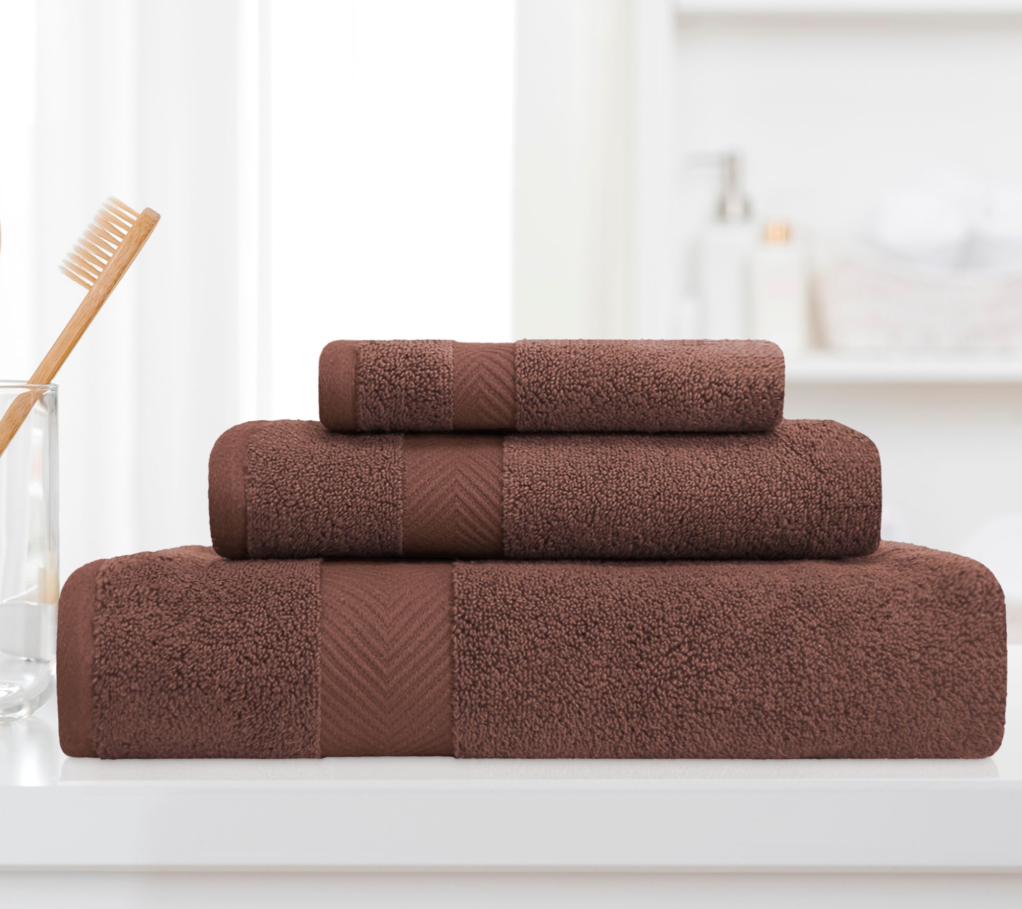 Superior Cotton 3-Piece Solid Zero-Twist Absorbent Towel Set