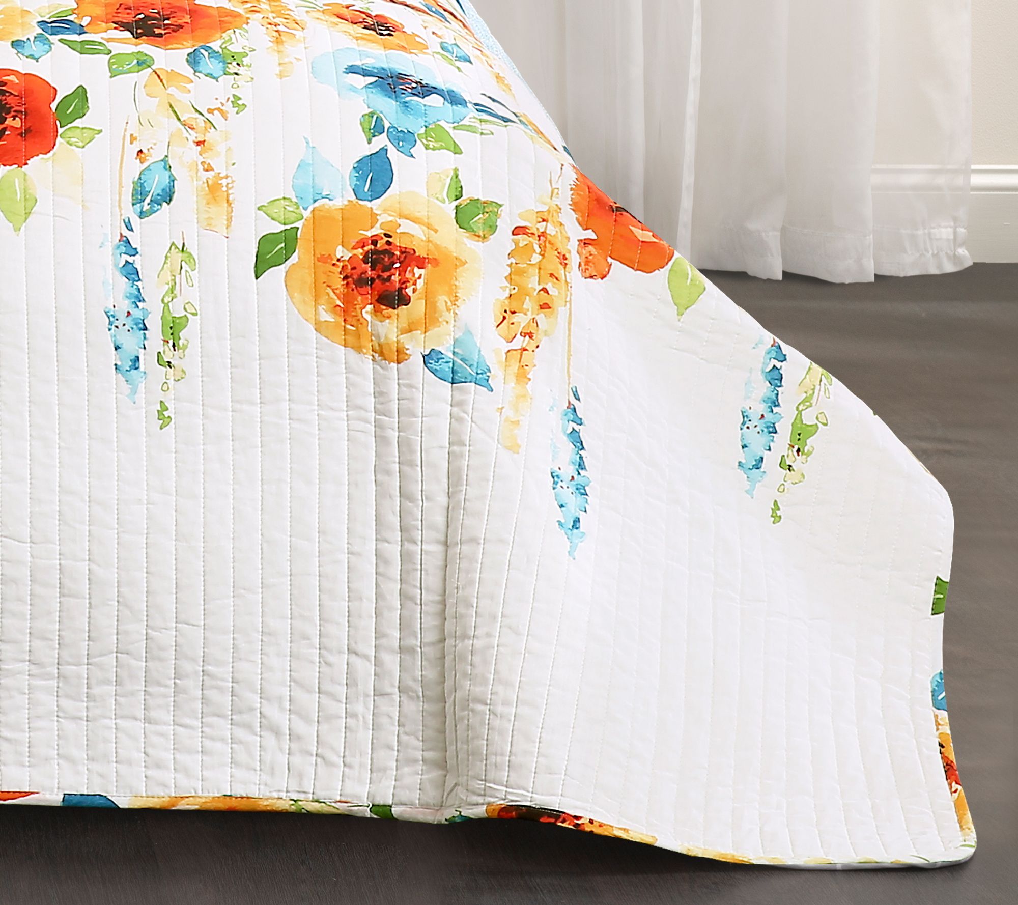 Percy Bloom Tangerine 3-Piece Full/Queen QuiltSet Lush Decor - QVC.com