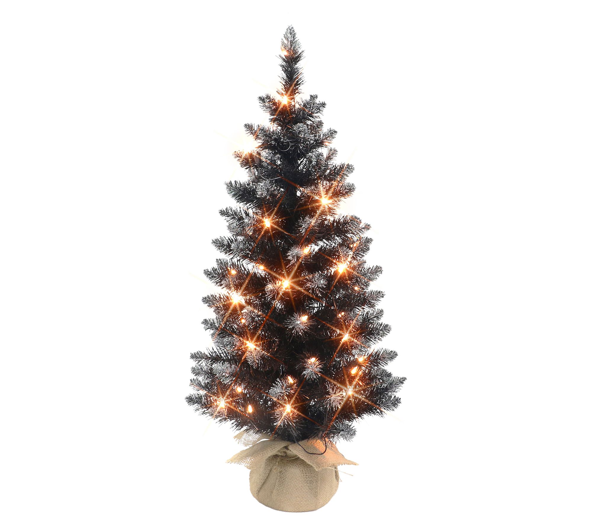 Puleo 3' Pre-lit Black Tree, 50 Clear Incandescent Lights