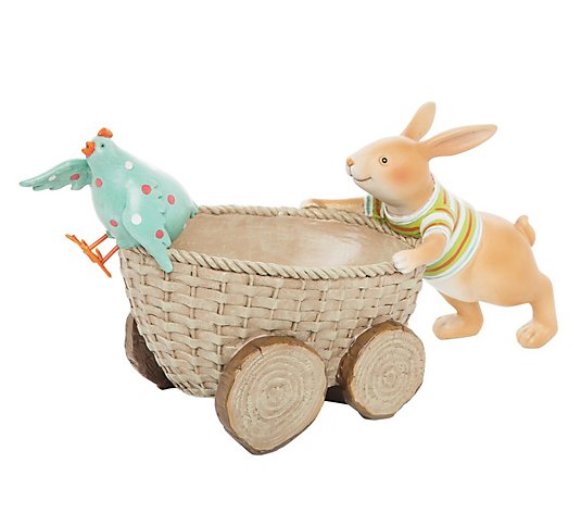 C&F Home Bunny Pushing Basket with Chick Hard Figure