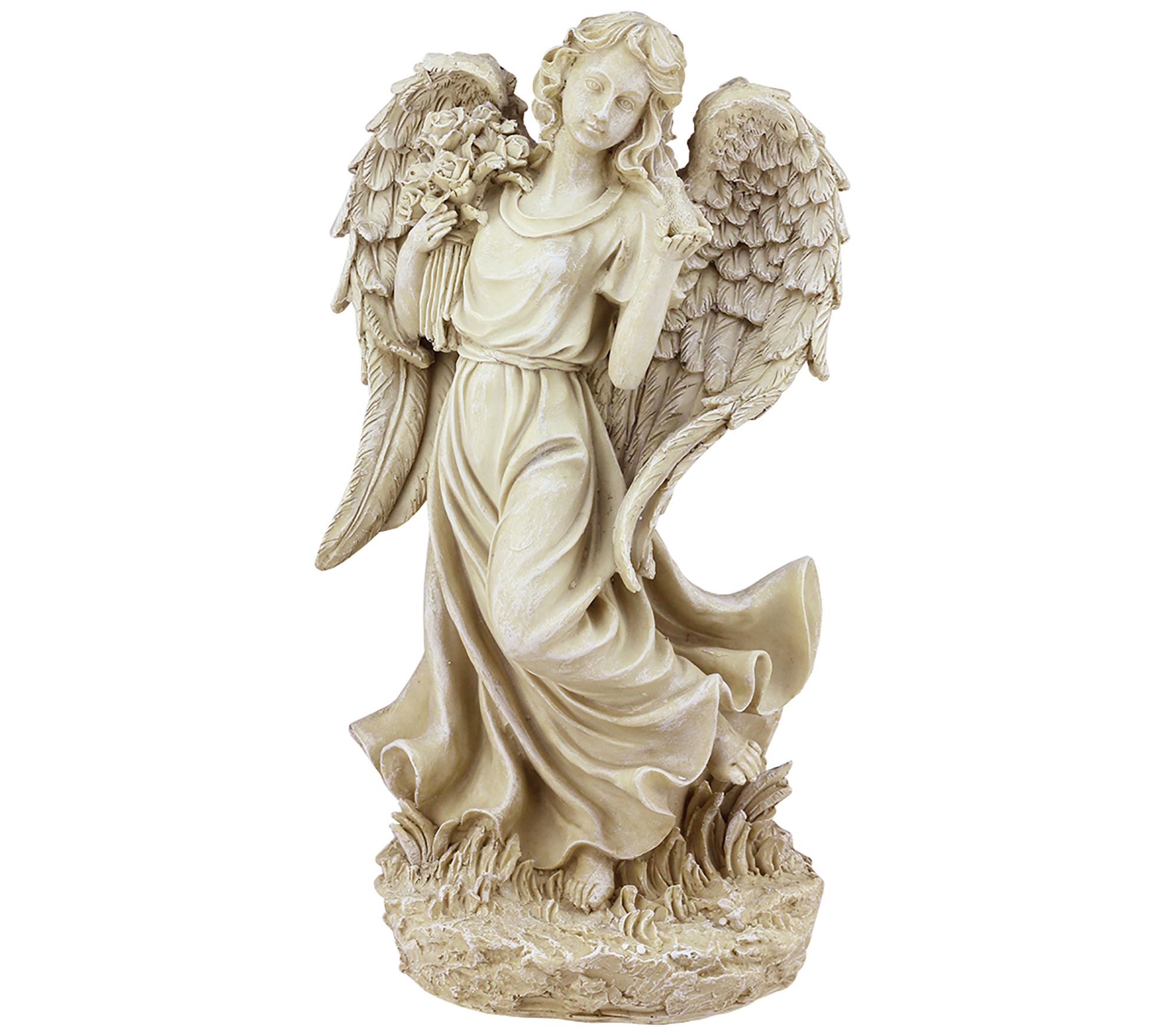 Northlight Angel with Bird and Bouquet Statue - QVC.com