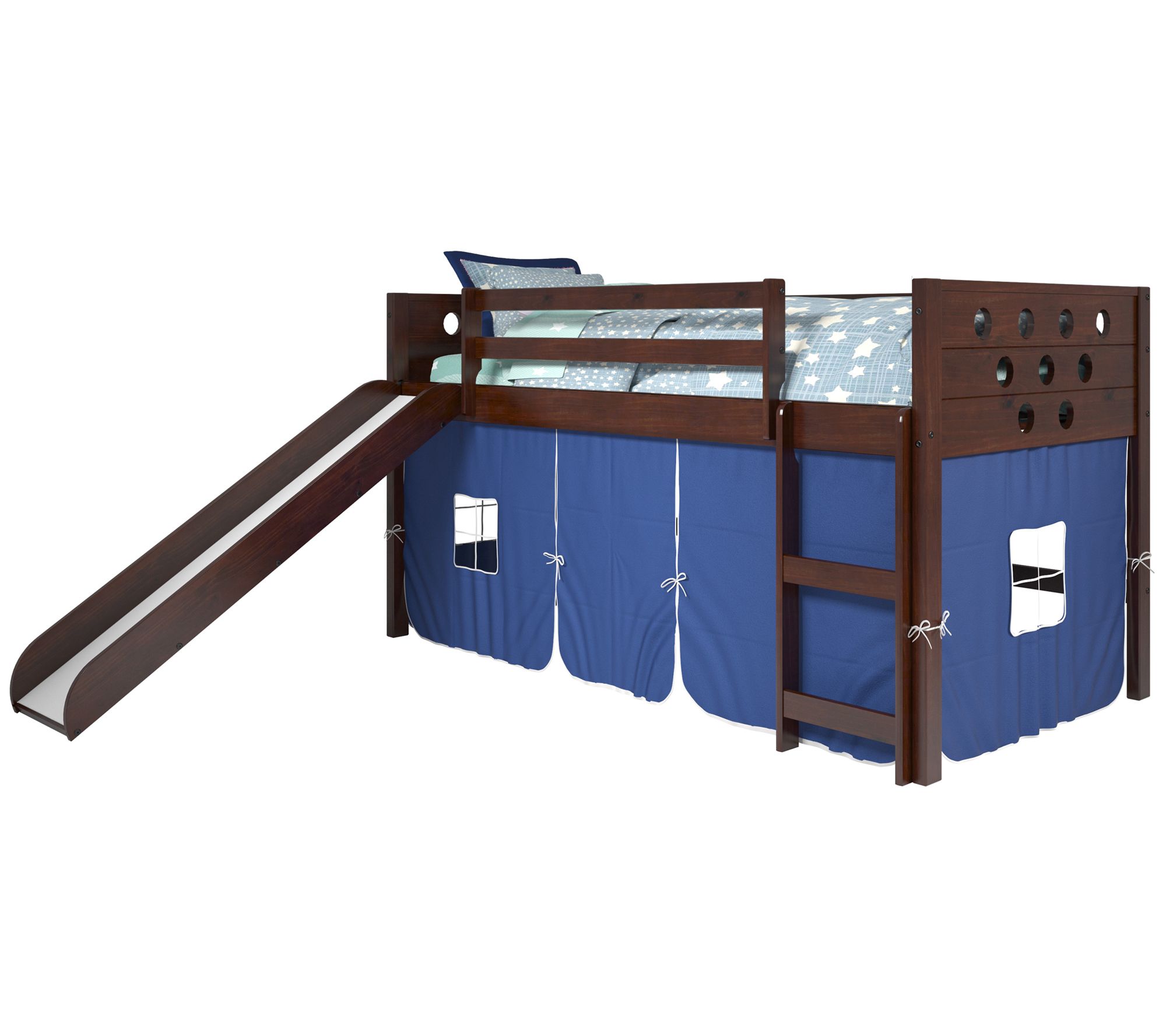 low loft bed with slide