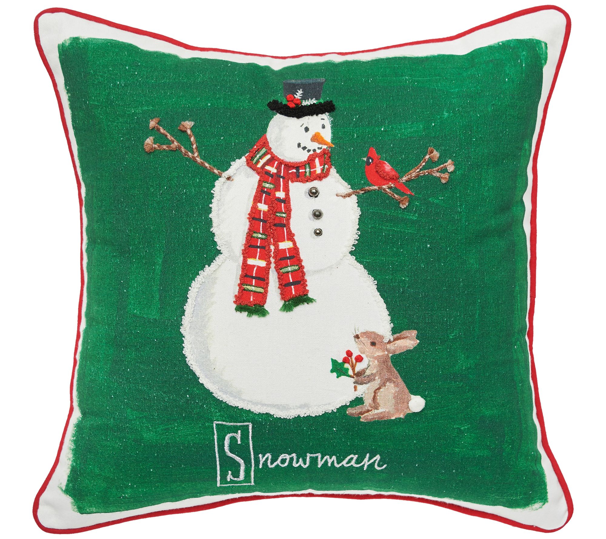 C&F Home 18" x 18" Snowman Alphabet Printed/Embellished Pillow