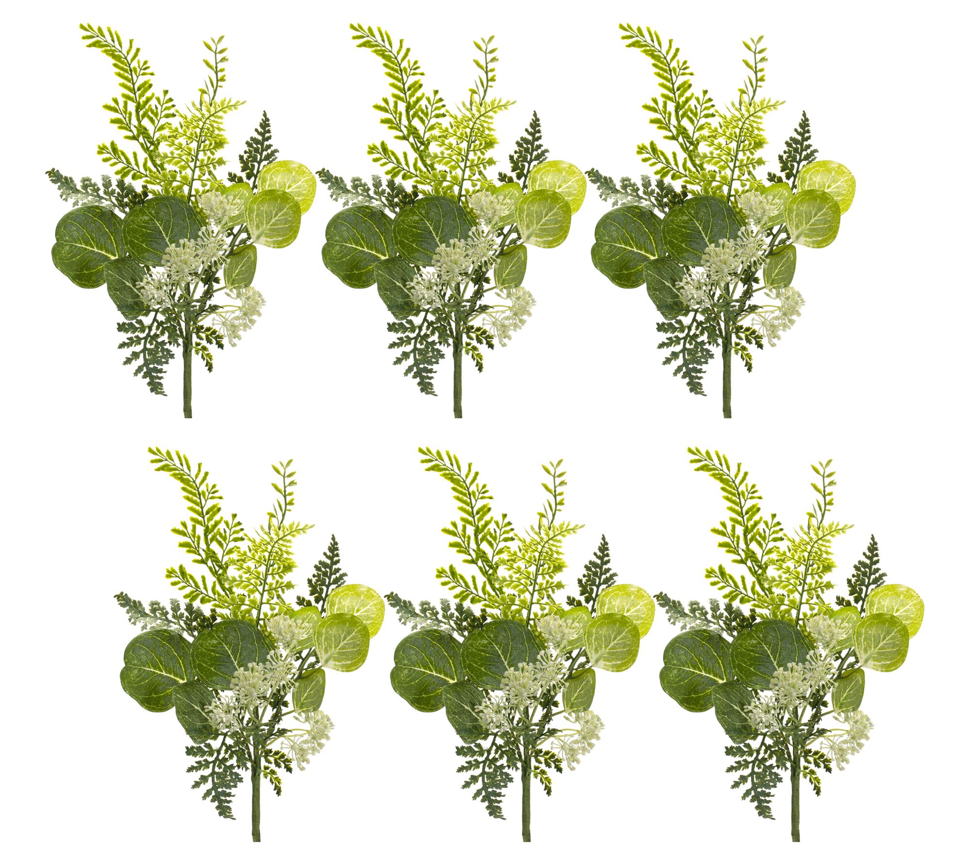 Melrose International Varigated Fern Bundle with Sprout Accents (Set of 6) main image 1