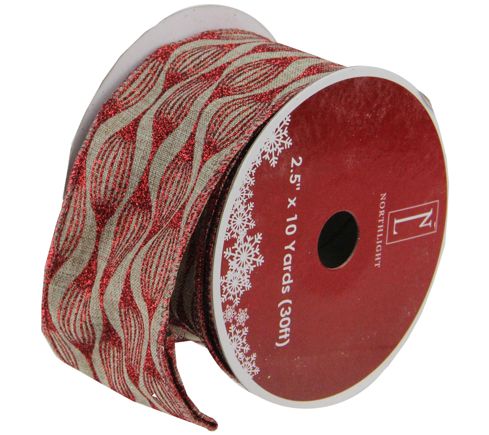 Northlight Pack of 12 Red and Beige Ribbons 2.5 " x 120 Yards