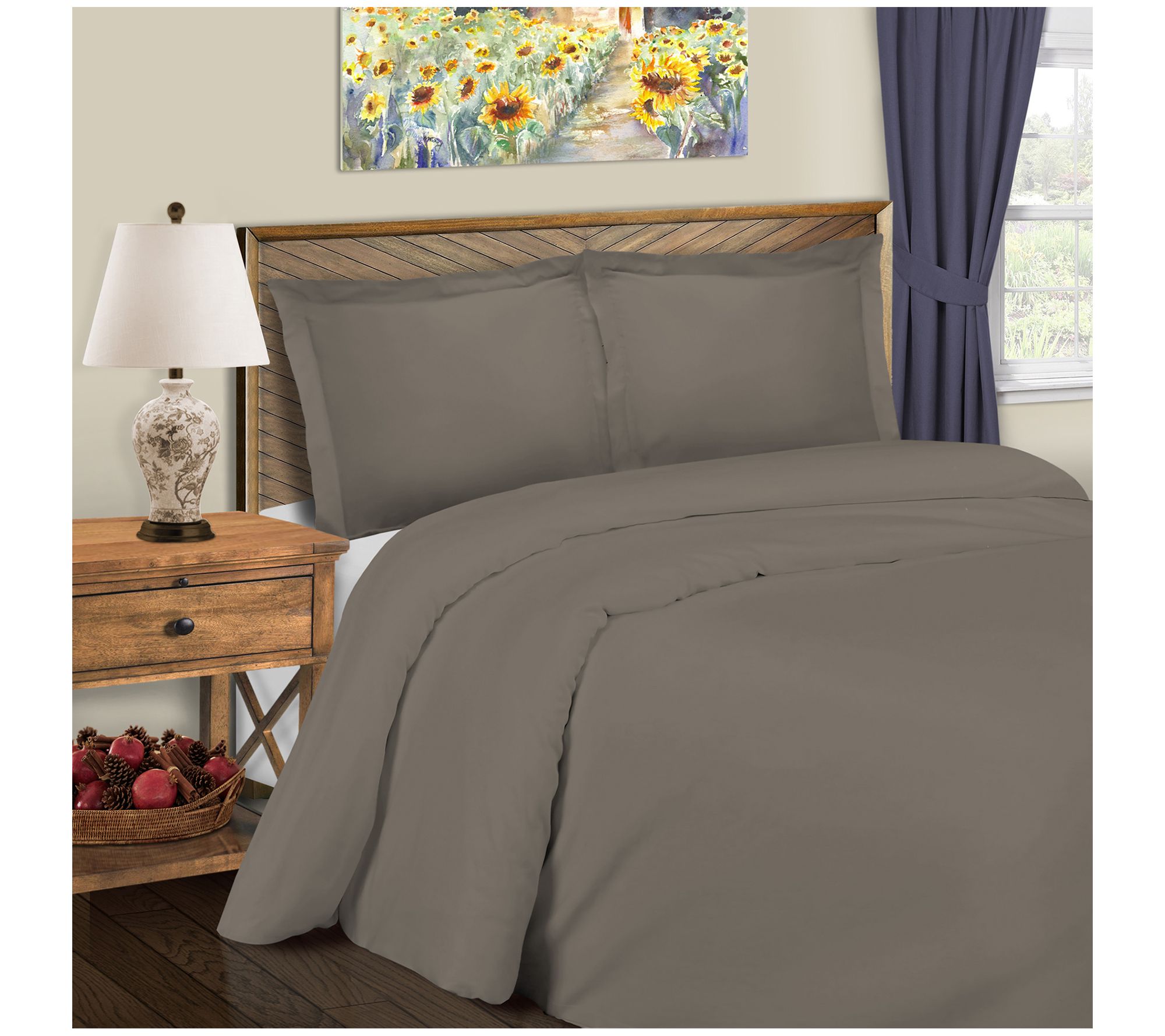 Superior 600-TC Solid Cotton Blend Duvet Coveret, Twin