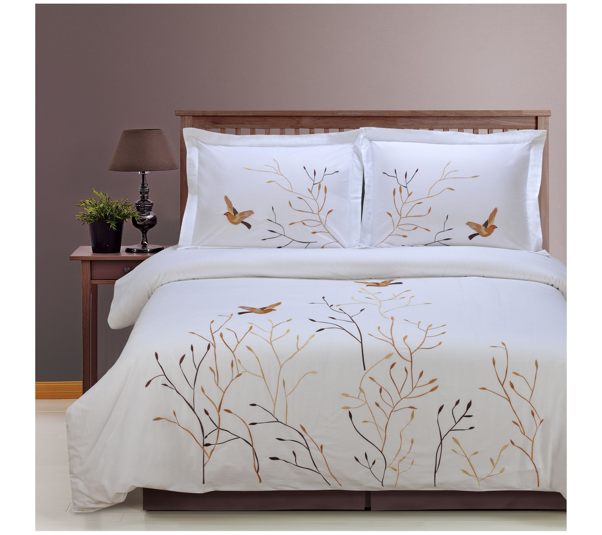 Superior 3-Piece Swallow Cotton Duvet Cover Set, King/Cal.Kin