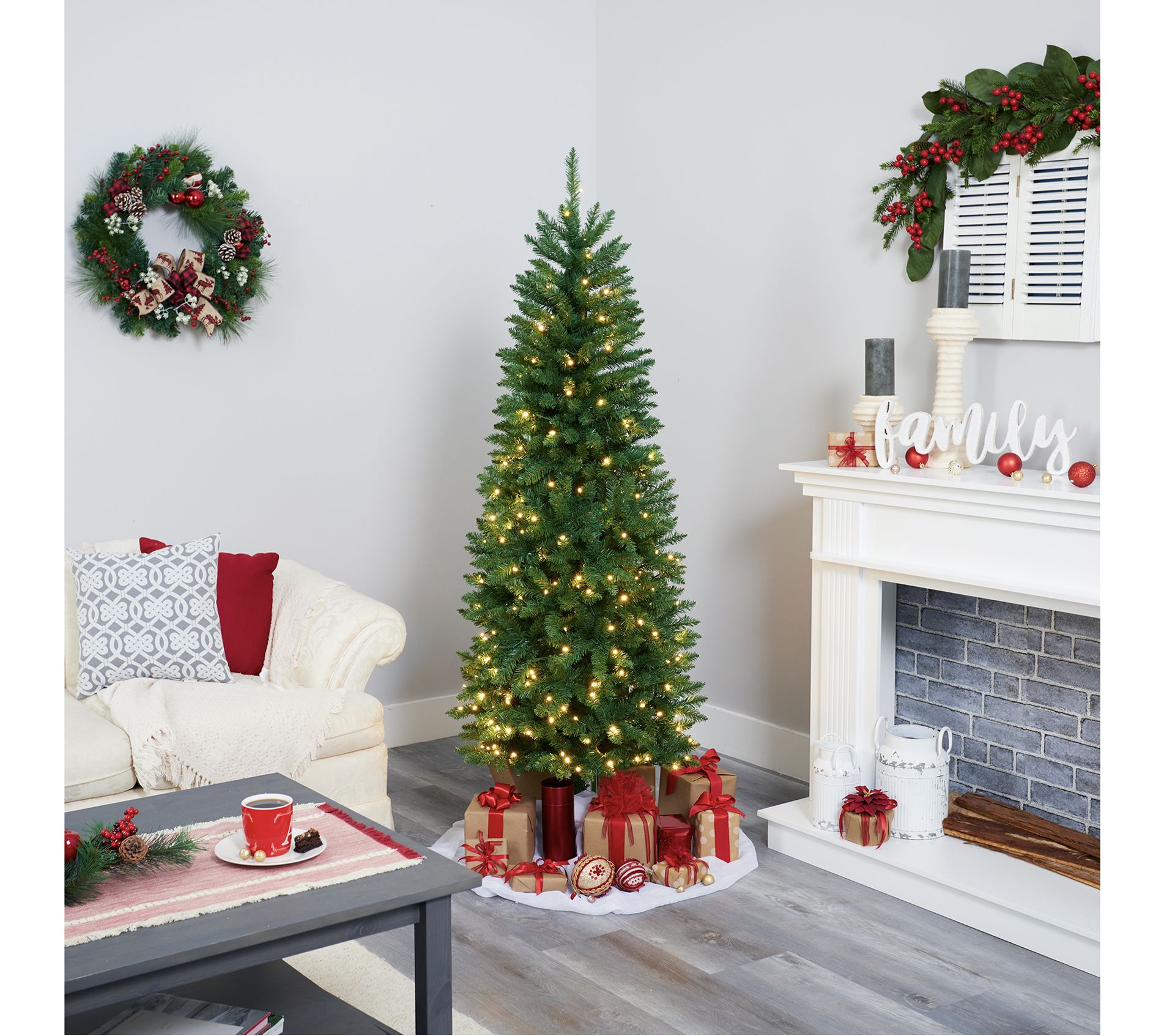 Nearly Natural 6' Slim Mountain Pine Faux Chrismas Tree - QVC.com