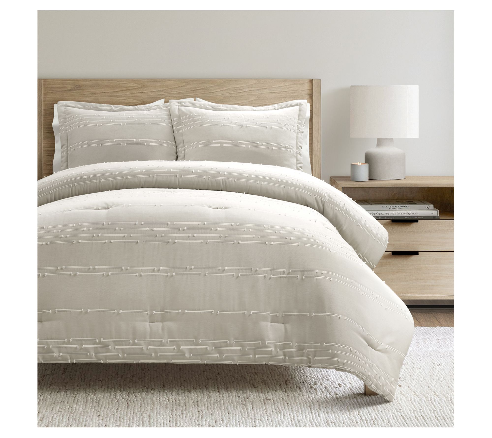 Lush Decor Clipped Stripe Jacquard Comforter Set K/Cal K