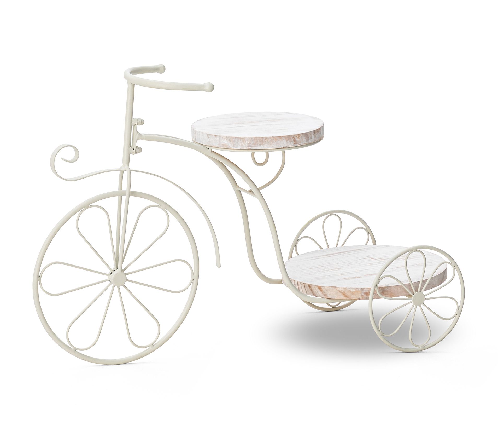 Glitzhome 24"L Metal Tricycle Planter Stand wit h Wood Tray