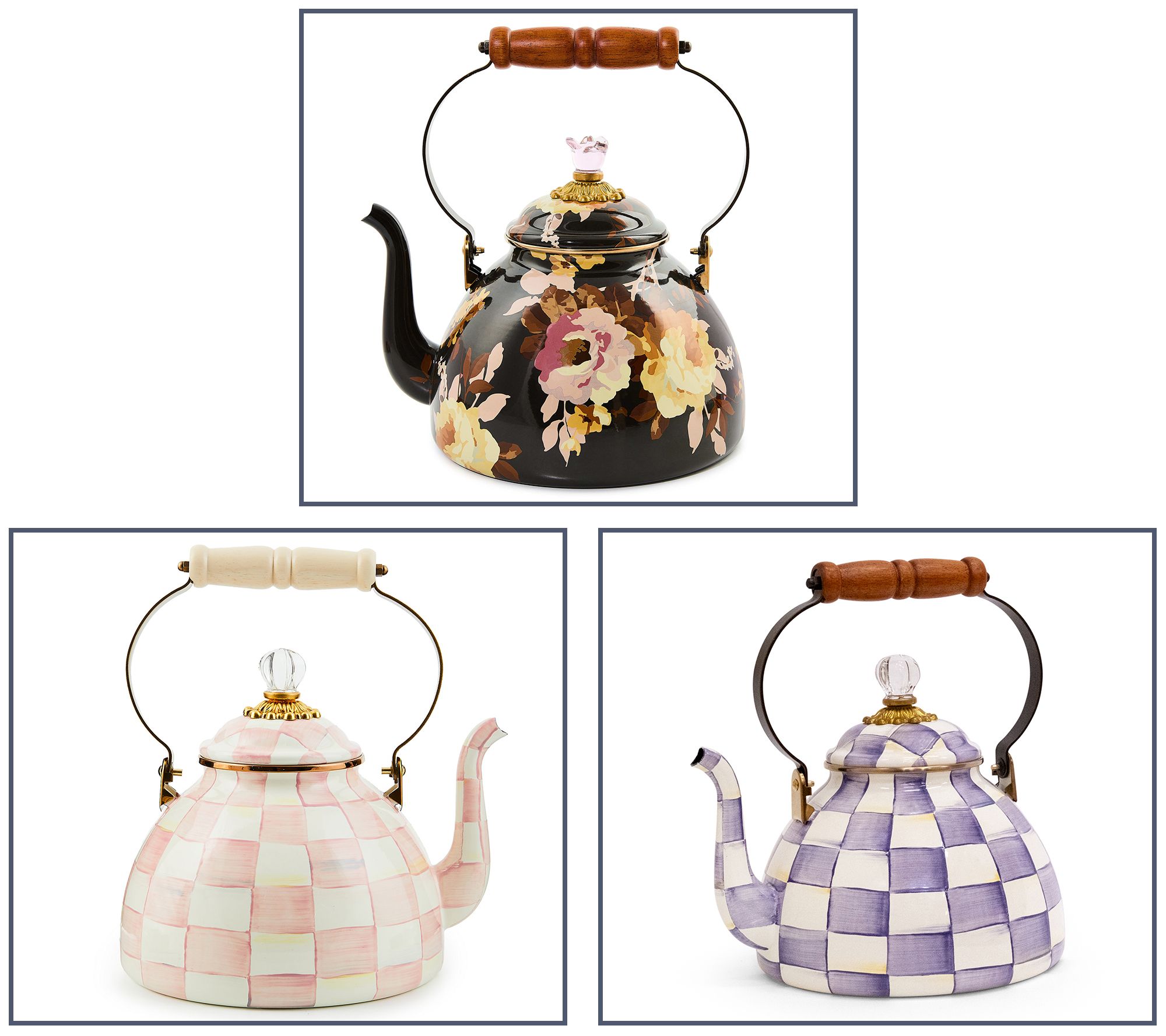 MacKenzie- Childs Enamel 3 Quart Tea Kettle