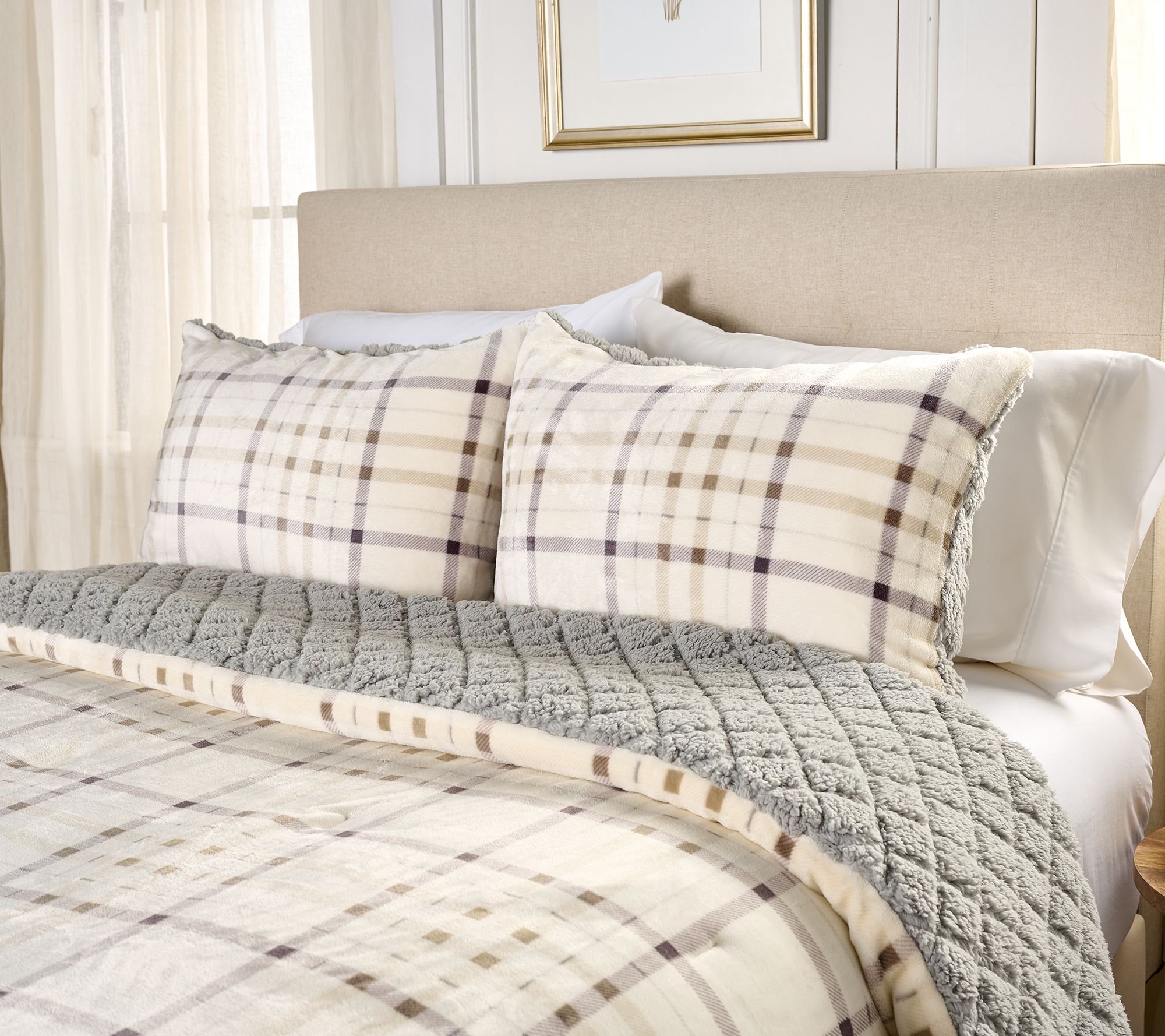 Home Reflections Plush rev Sherpa Comforter-Full