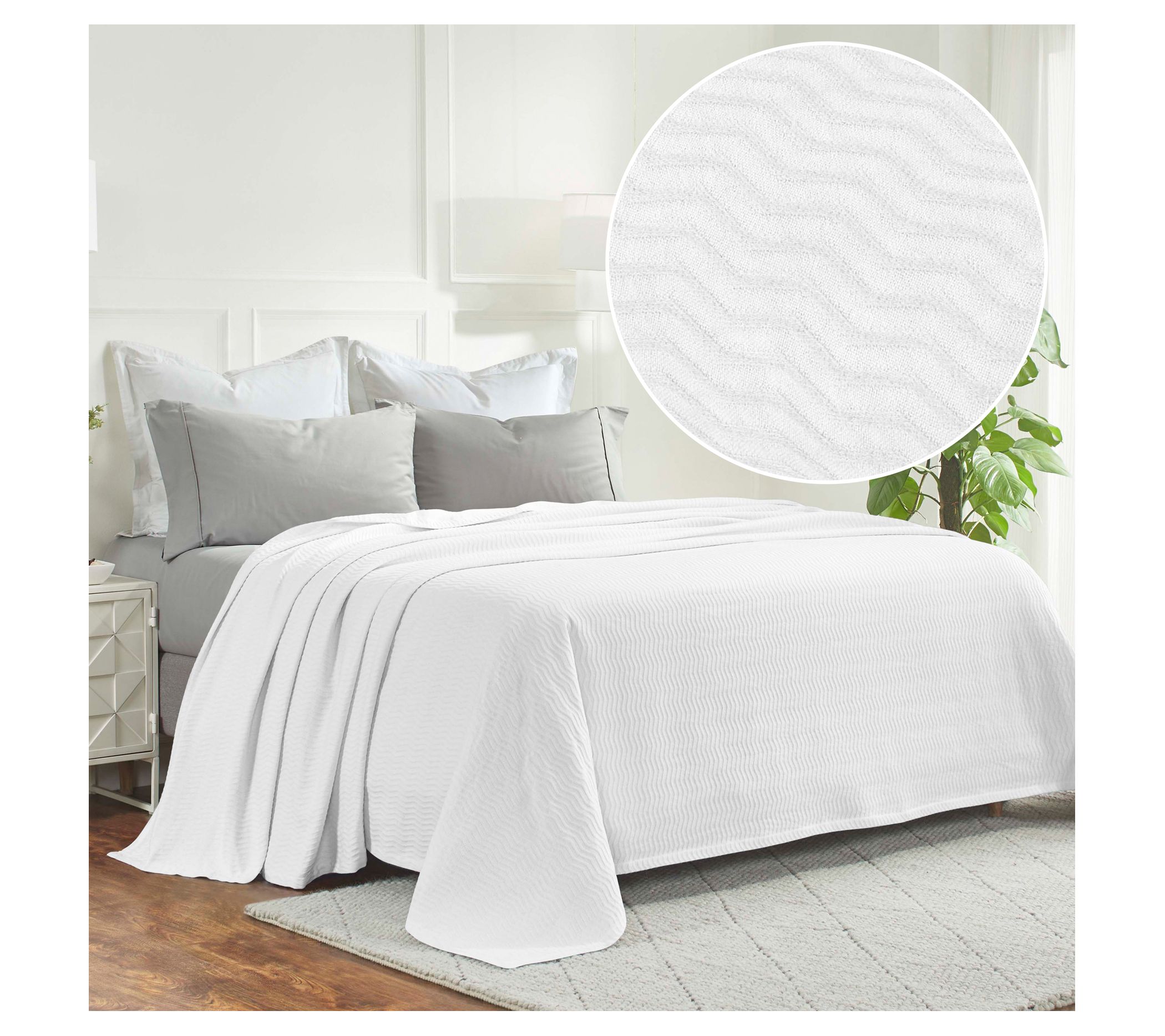 Superior Jena Cotton Texture Chevron Woven Blanet,Full/Queen