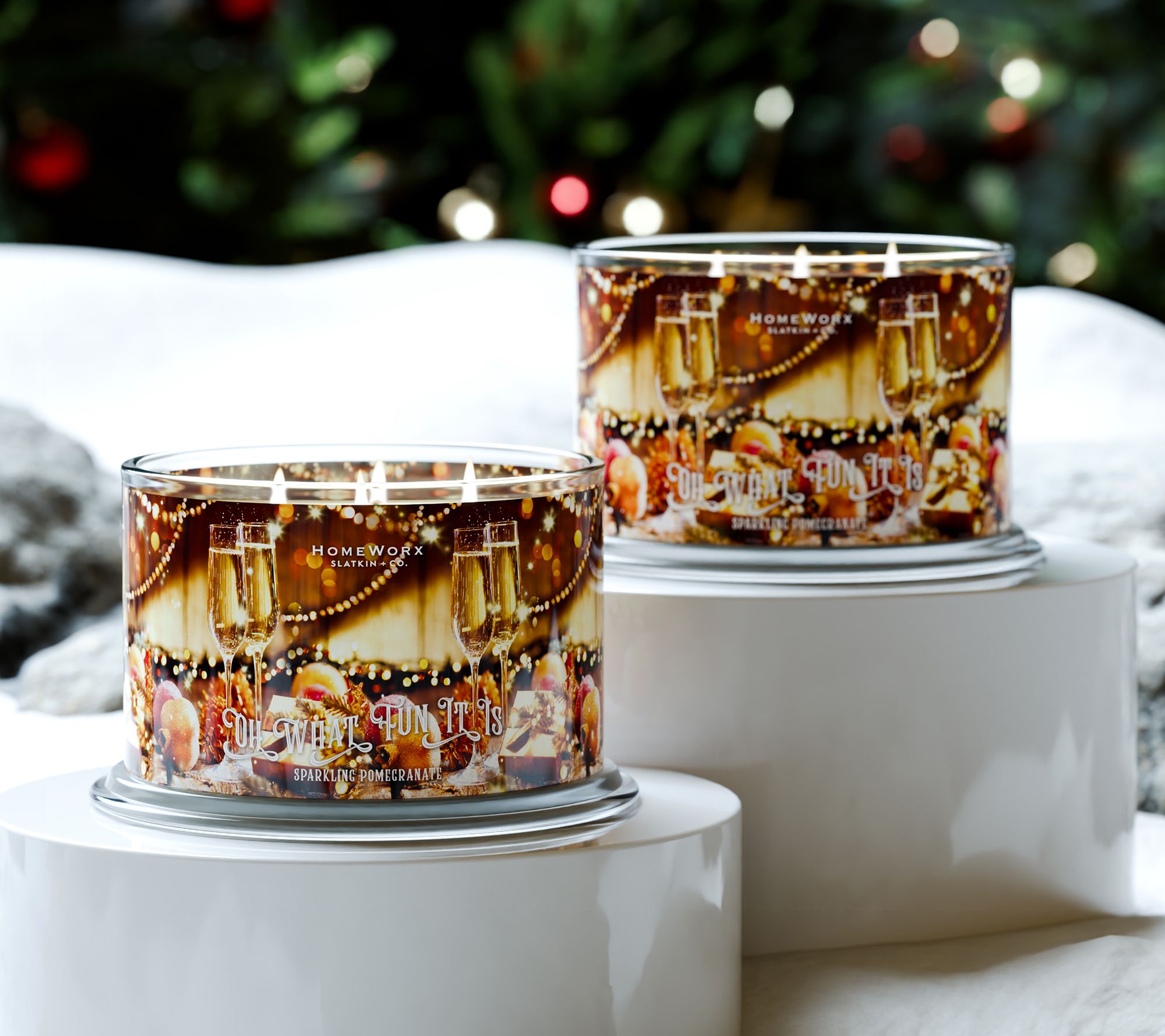 "As Is" HomeWorx by Slatkin + Co. S/2 Oh What Fun It Is Candles