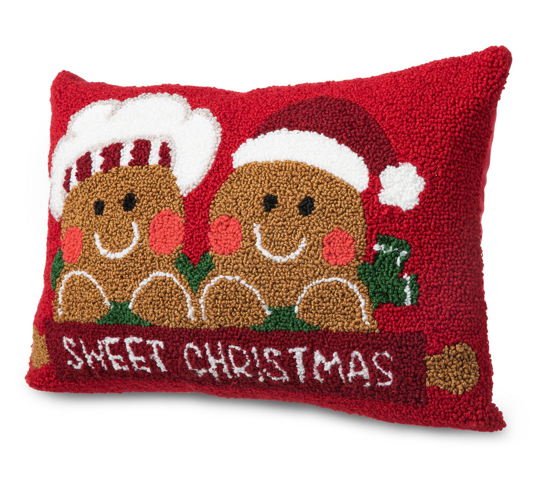 Glitzhome 18"L Hooked Gingerbread Boy & Girl Pillow