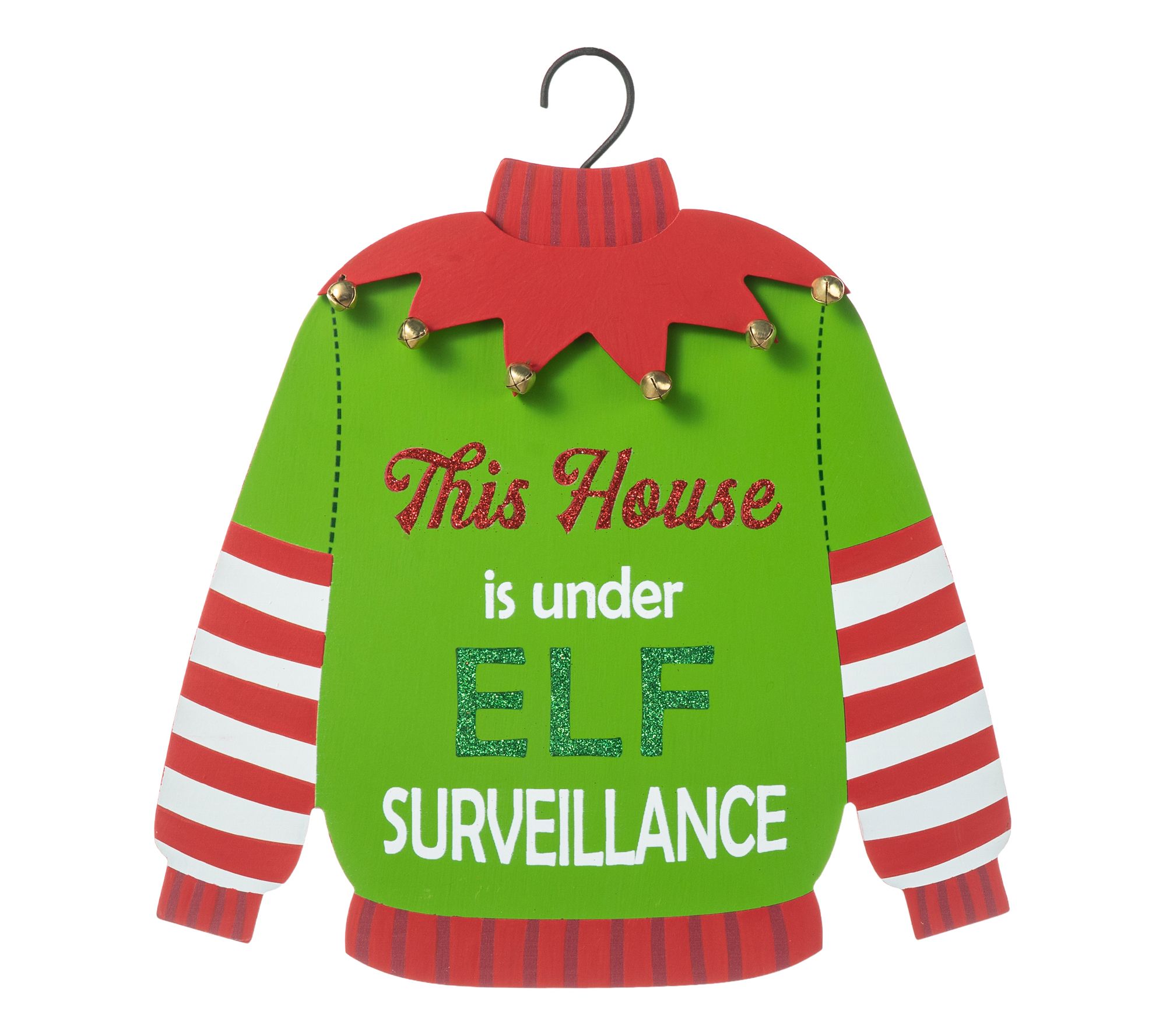 Glitzhome 13.25" Adorable Wooden Christmas ElfDoor Hanger