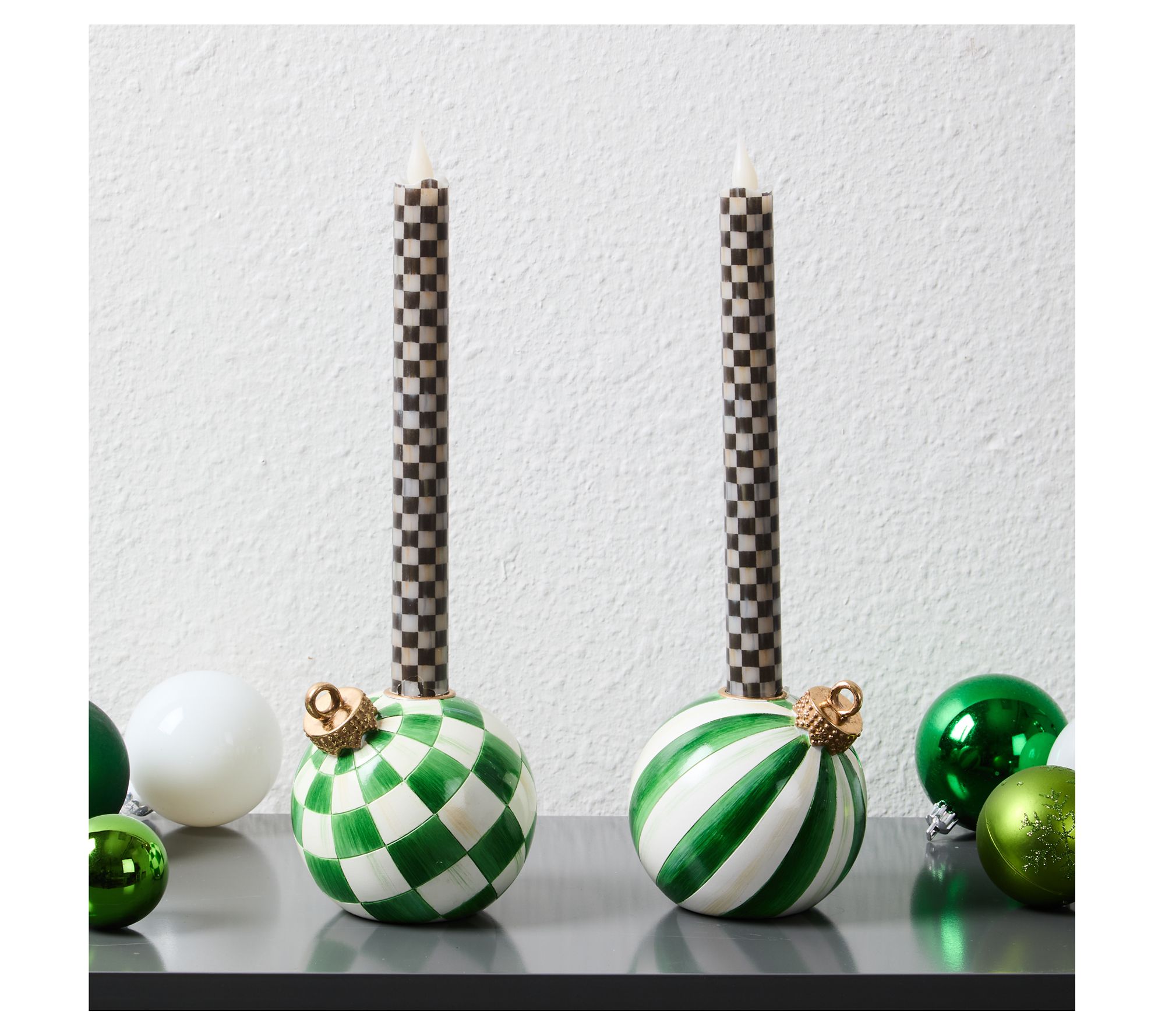 MacKenzie - Childs Set of 2 Ornament Candle Holders and Flicker