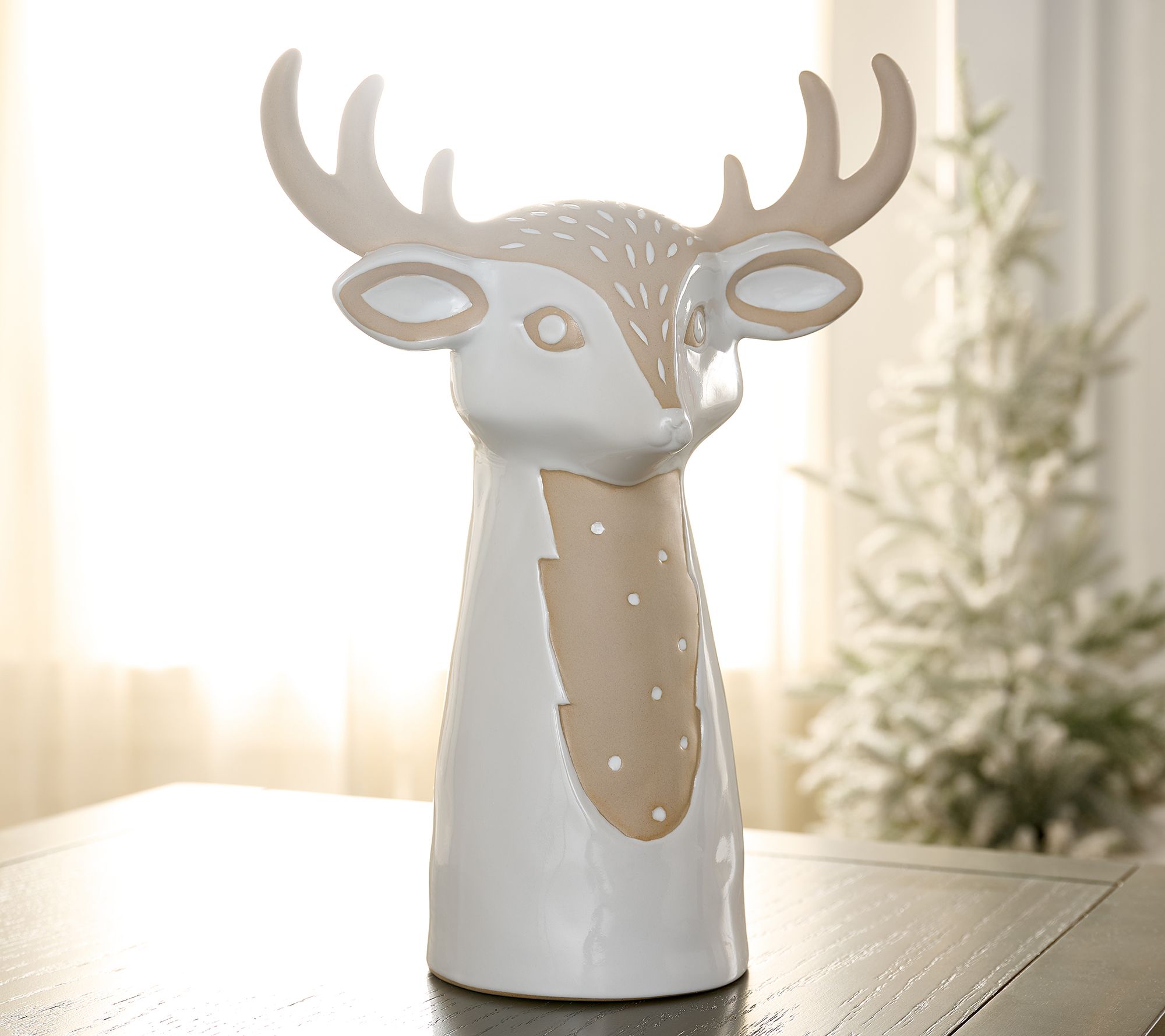 Home Reflections 11" Hand-Glazed Stoneware Reindeer