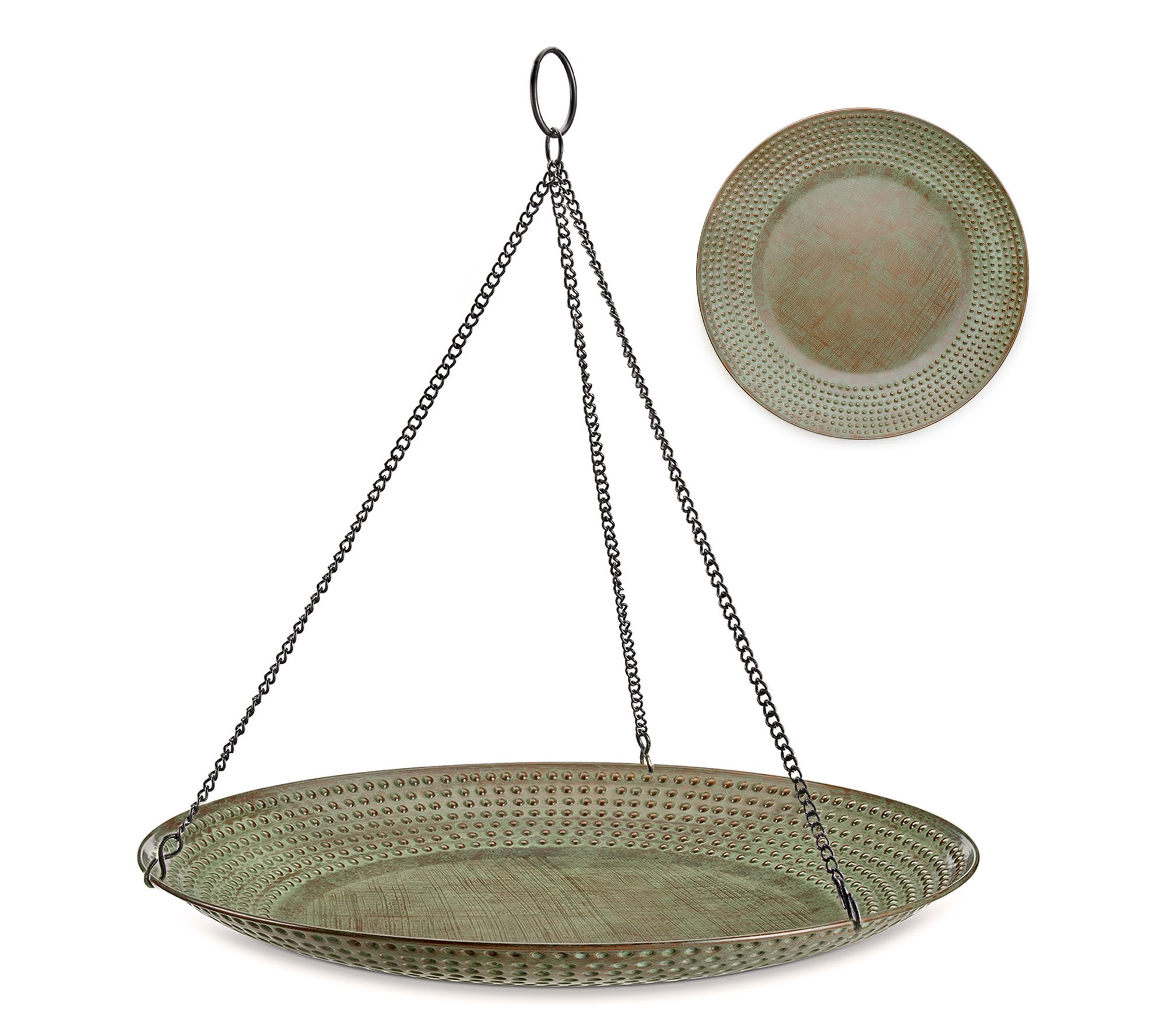 18" Hanging Blu e Verde Copper Bird Bath by Go od Directions
