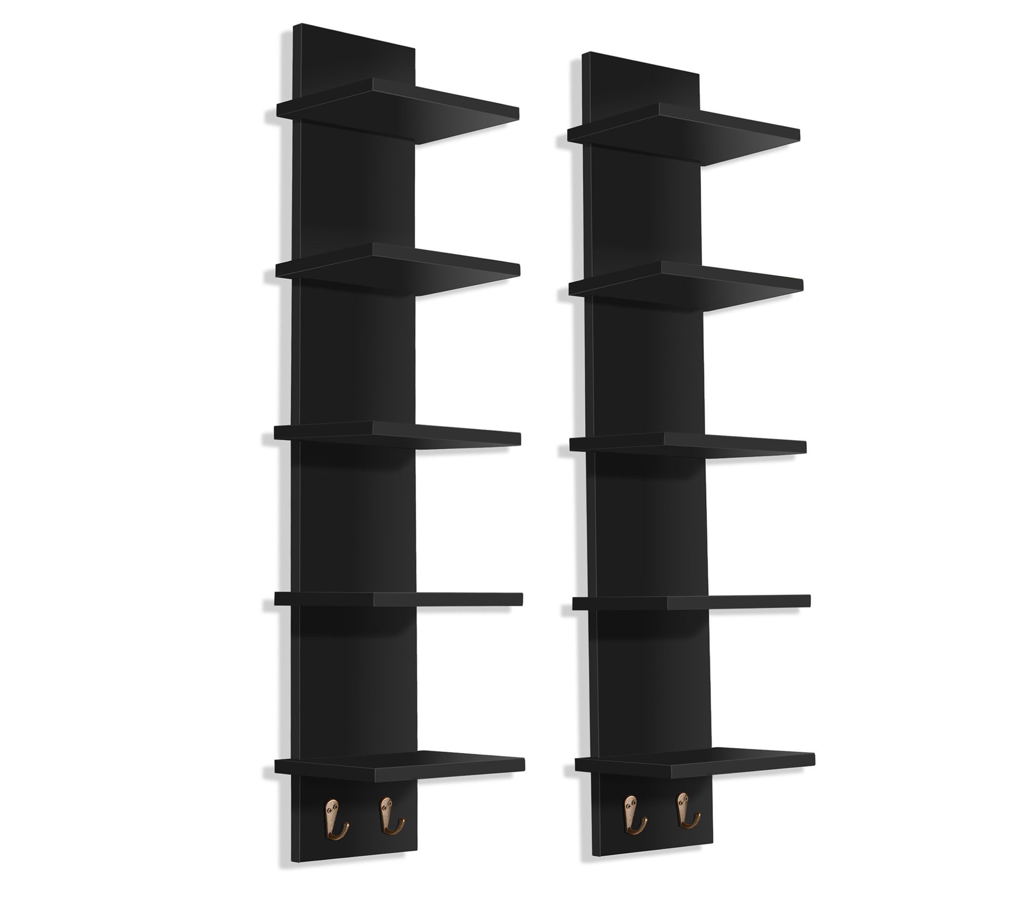 Sorbus 5-Tier 2pk Wall Shelf Unit with Hooks