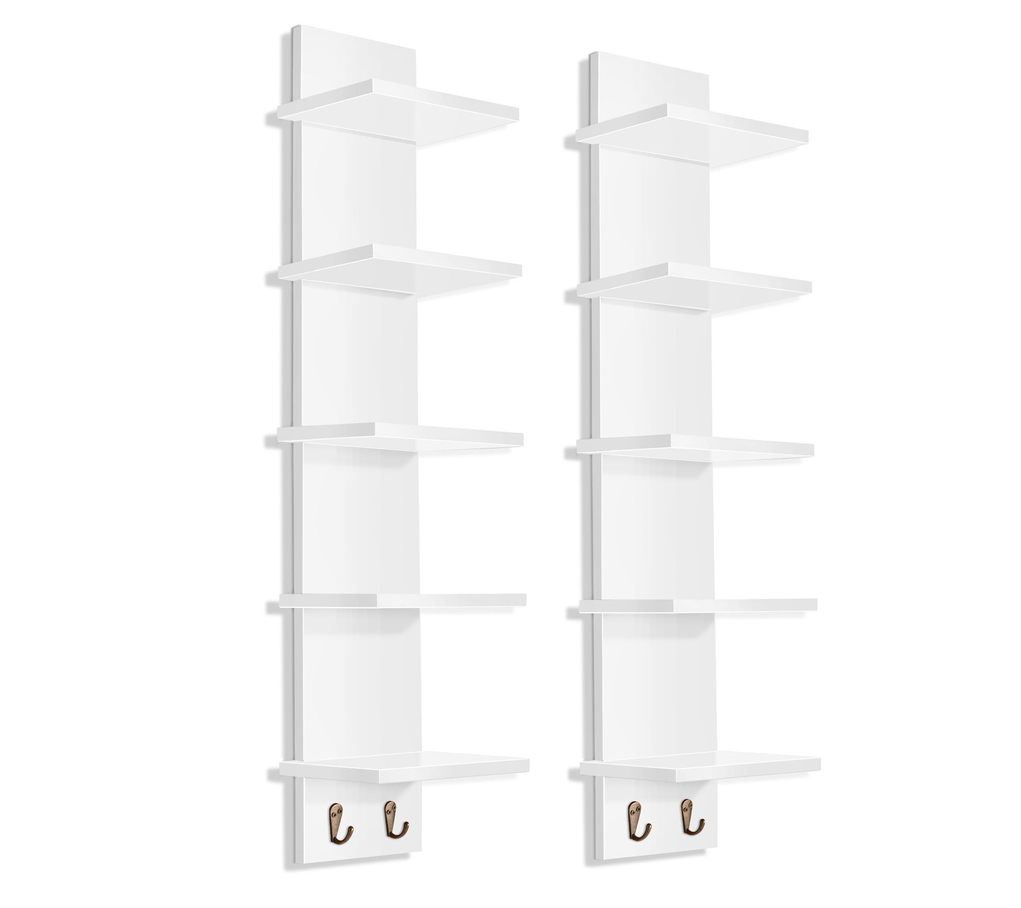 Sorbus 5-Tier 2pk Wall Shelf Unit with Hooks