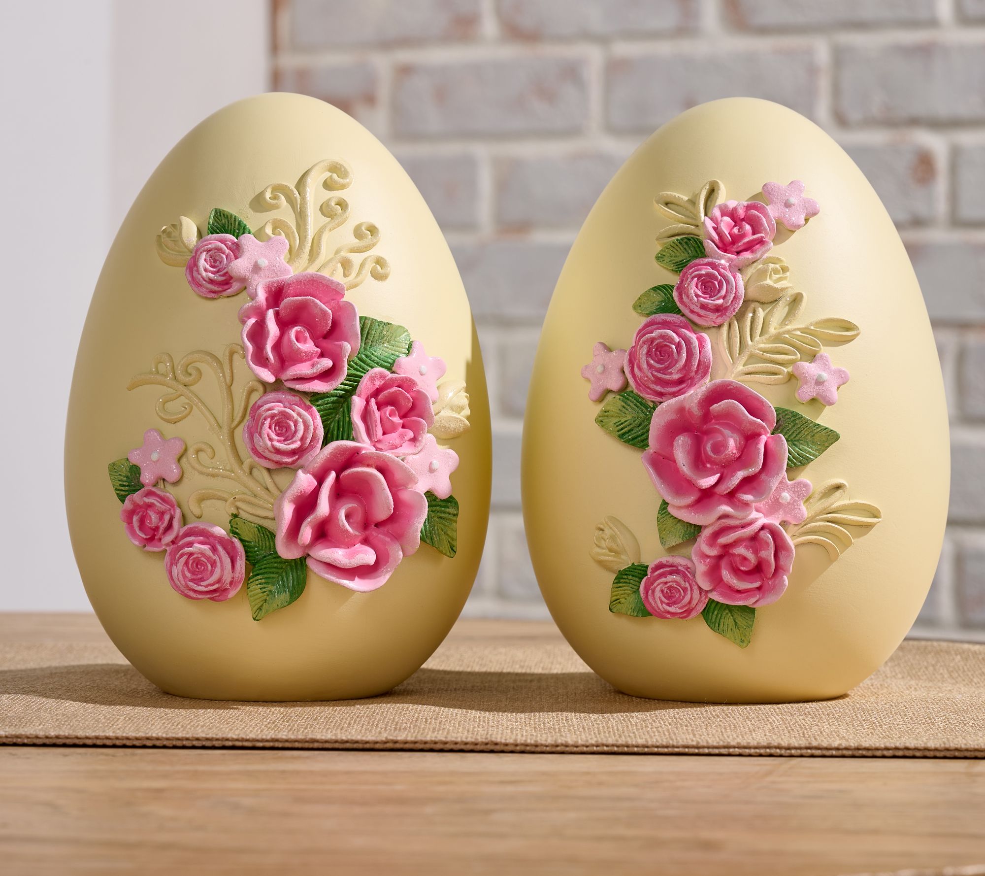 "As Is" Set of 2 Chocolate Flower Embossed Eggs by Valerie