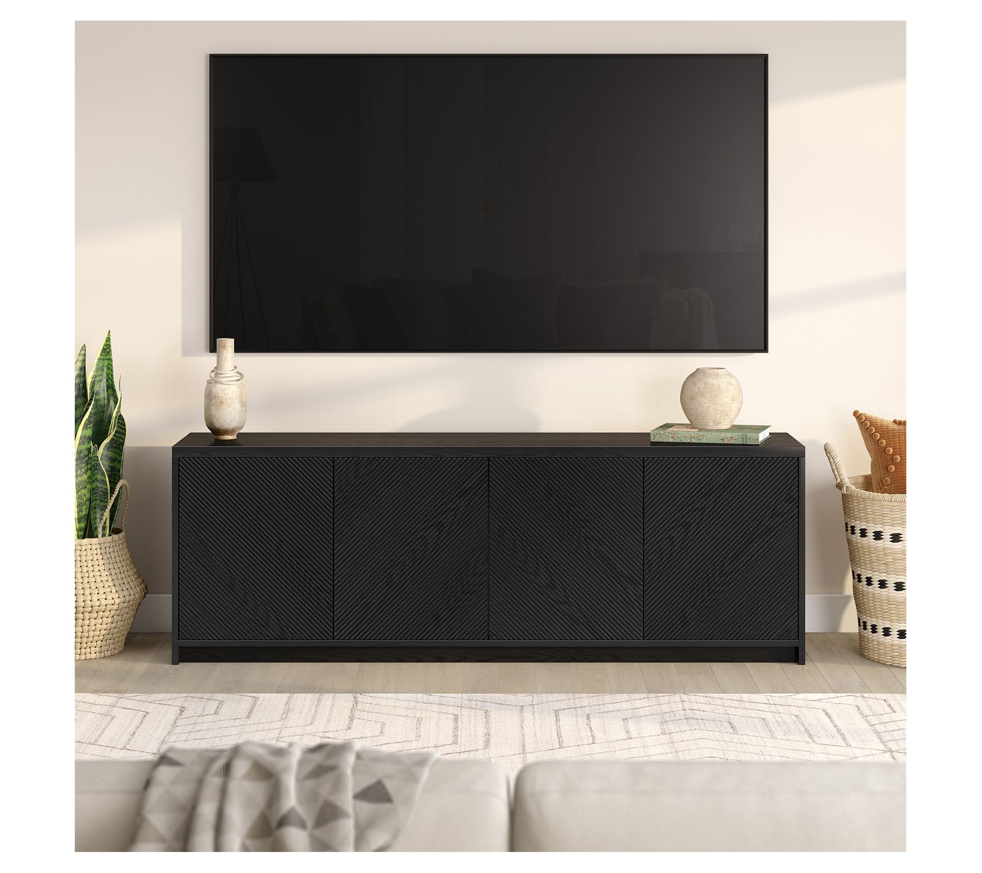 Hudson&Canal Renad Rectangular TV Stand for TV's up to 78"