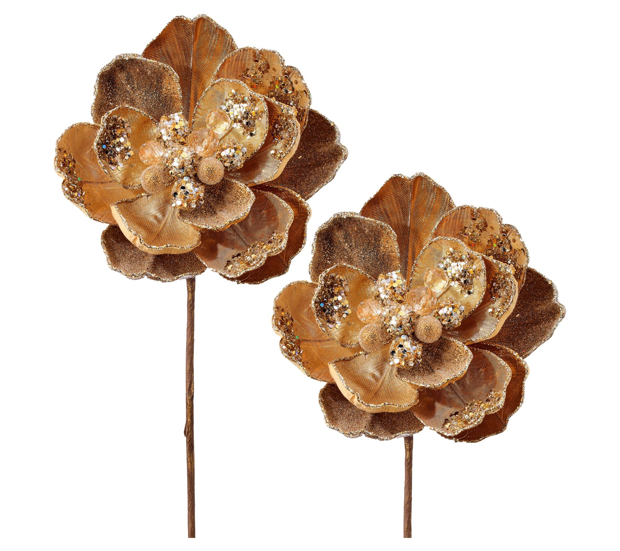 24" Jewel Encrusted Magnolia Stem Set of 2 By Valerie