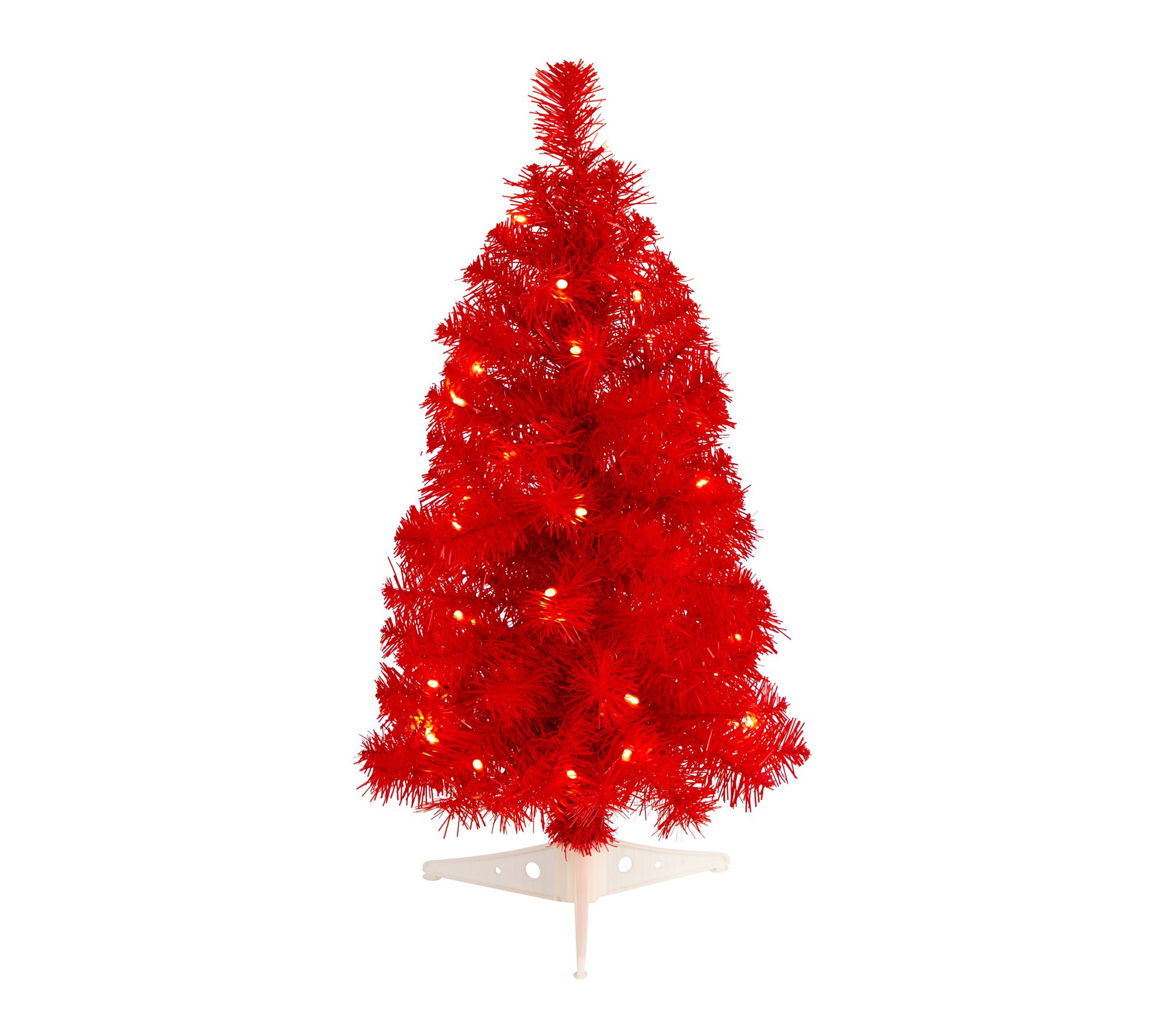 Nearly Natural 2' Red Artificial Tree with 35 LED Lights