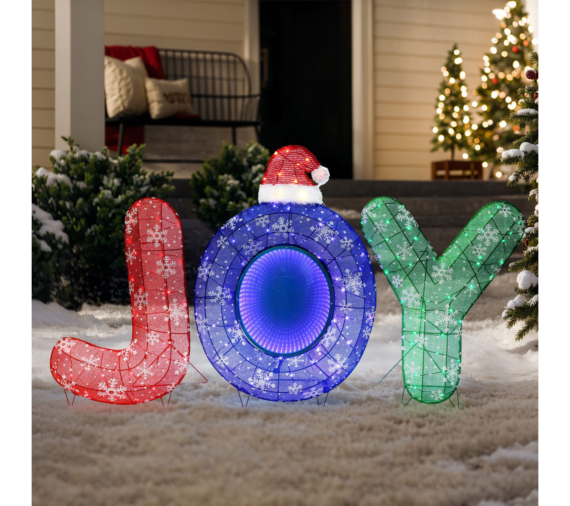 LuxenHome 3-Pc Lighted Multi-Color JOY Holidayecoration